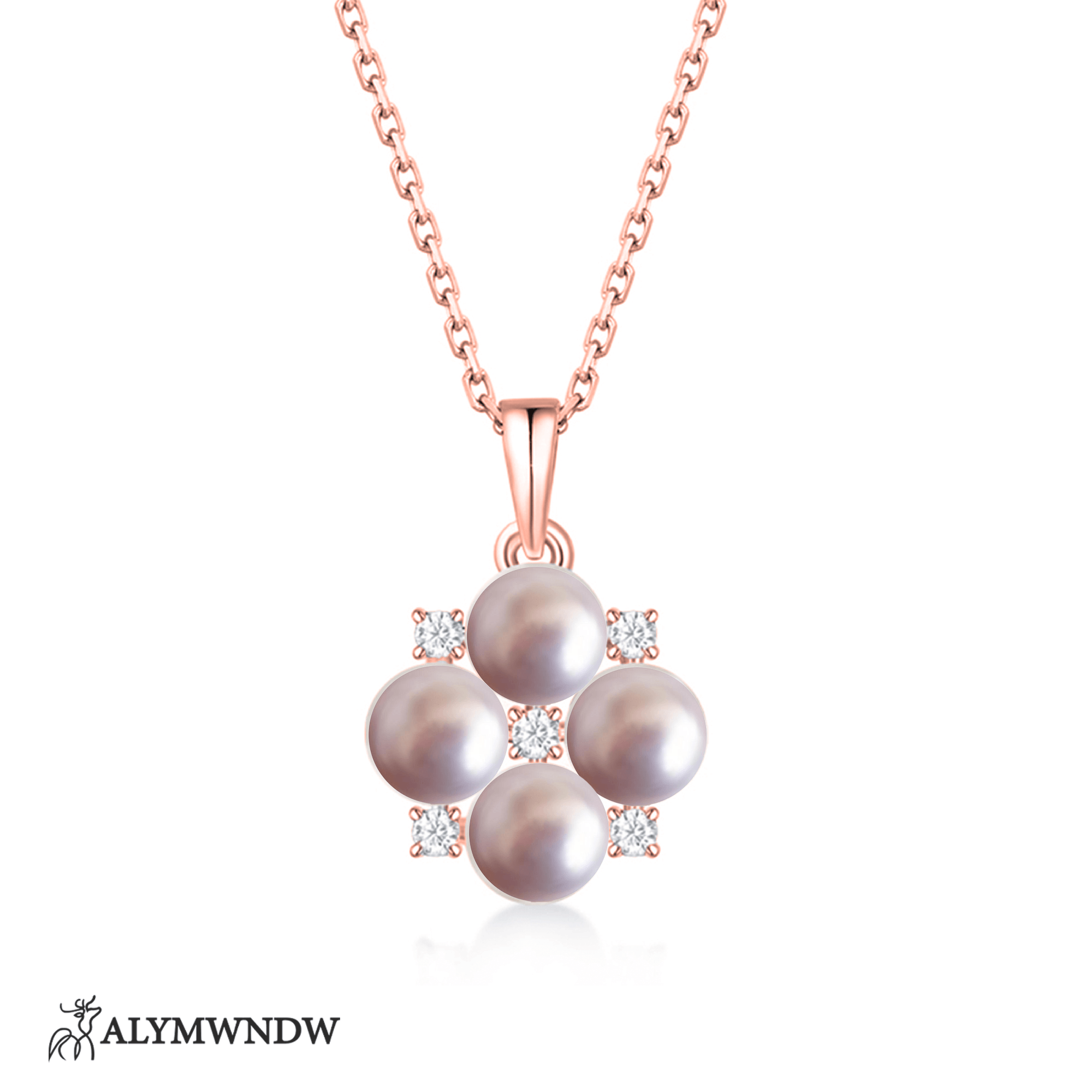 Floral Pearl Necklace – Elegant Flower Pearl Pendant - Alymwndw