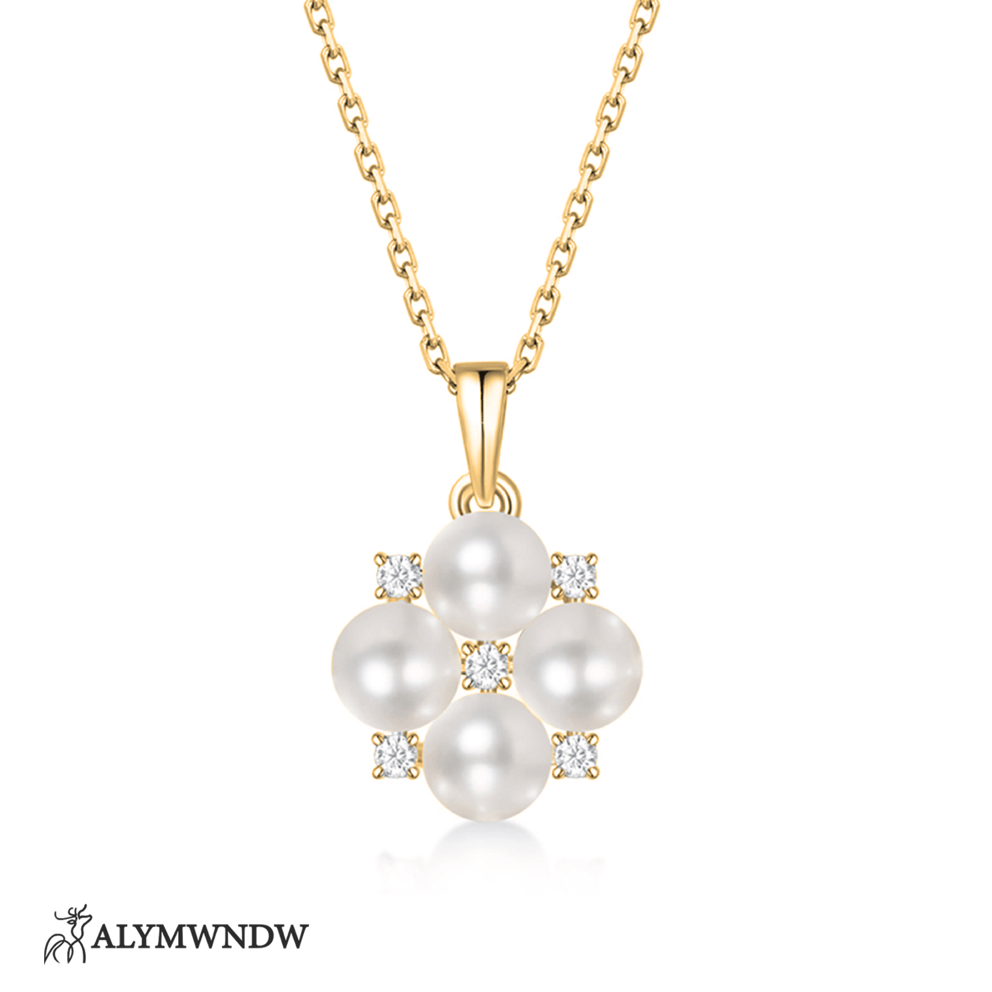 Floral Pearl Necklace – Elegant Flower Pearl Pendant - Alymwndw