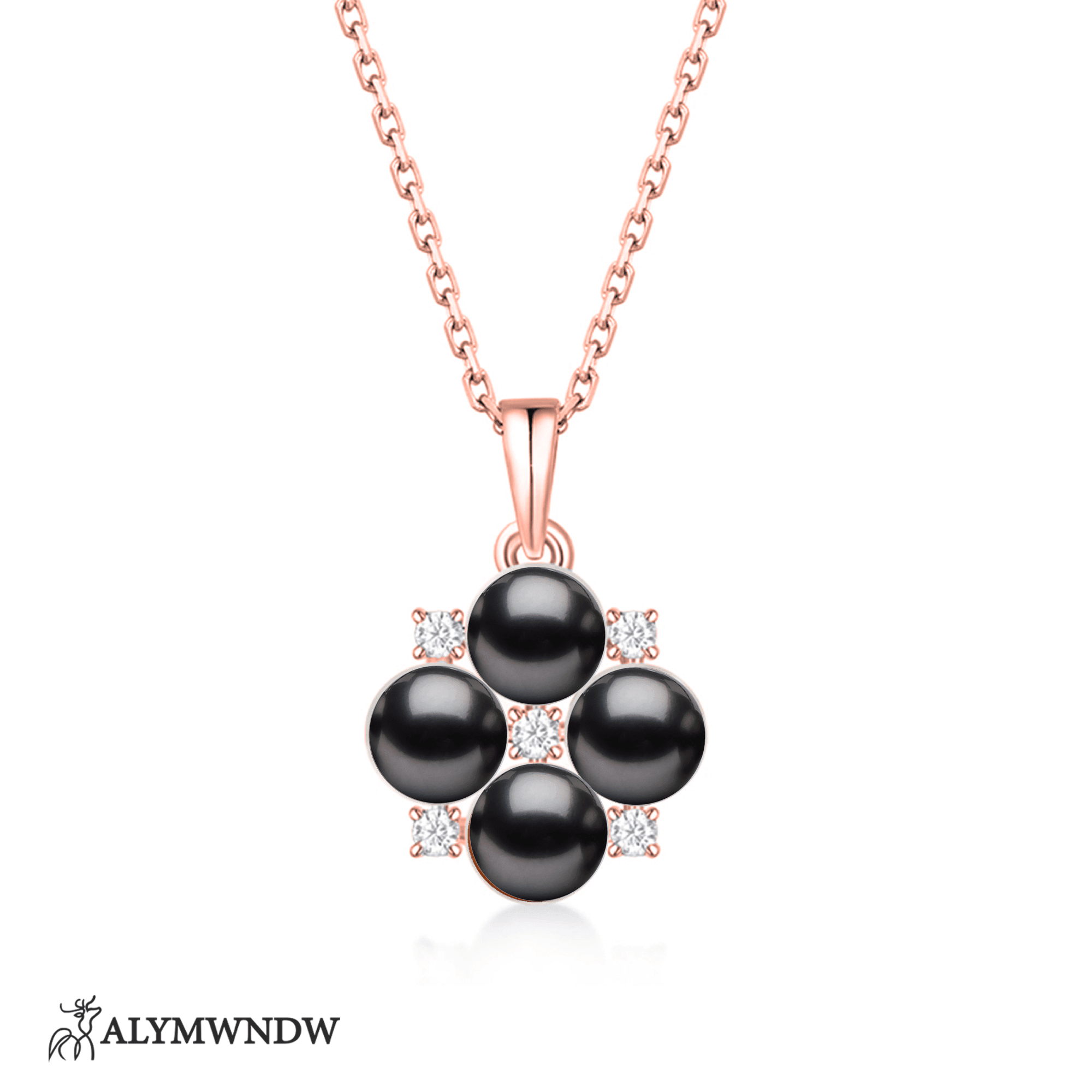 Floral Pearl Necklace – Elegant Flower Pearl Pendant - Alymwndw