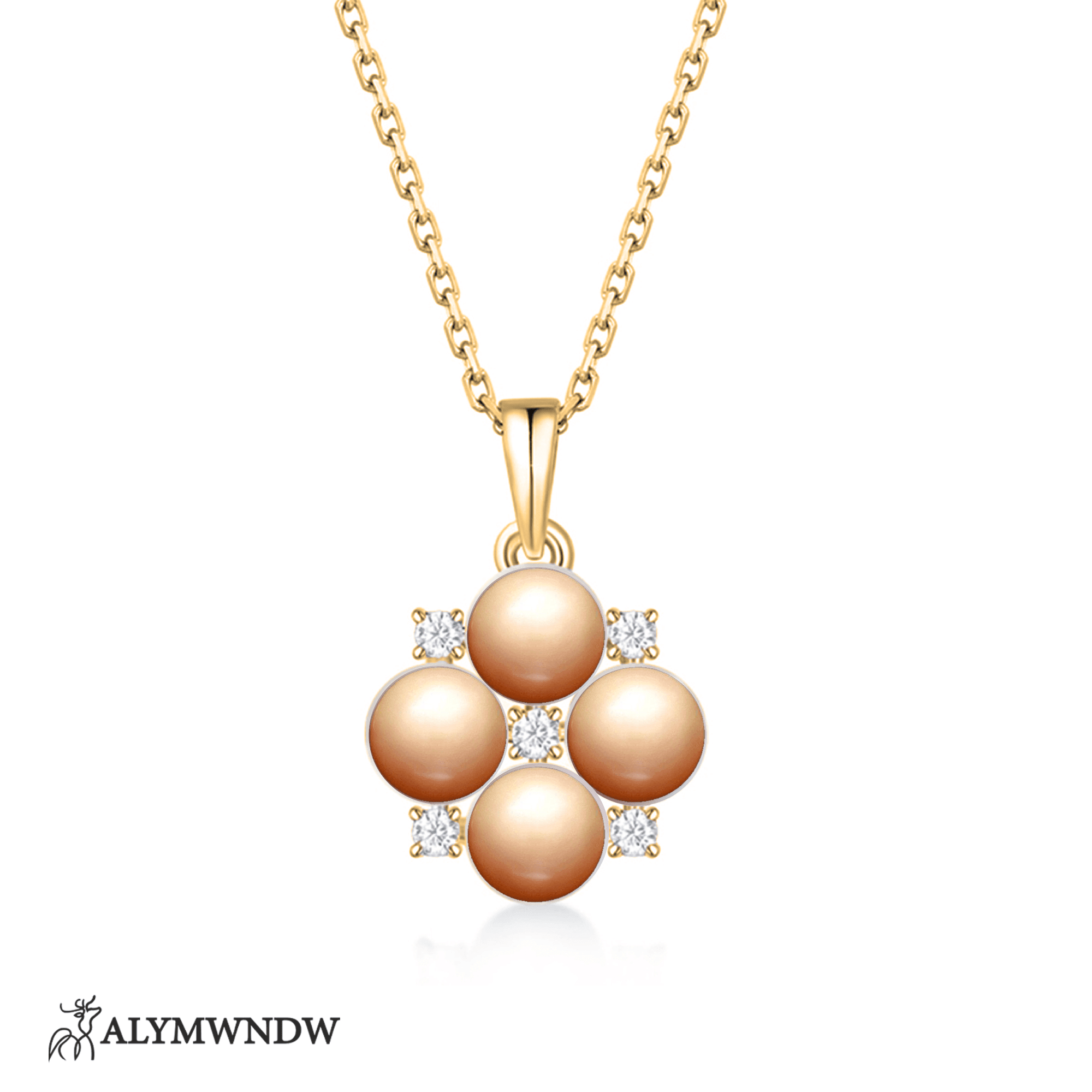 Floral Pearl Necklace – Elegant Flower Pearl Pendant - Alymwndw