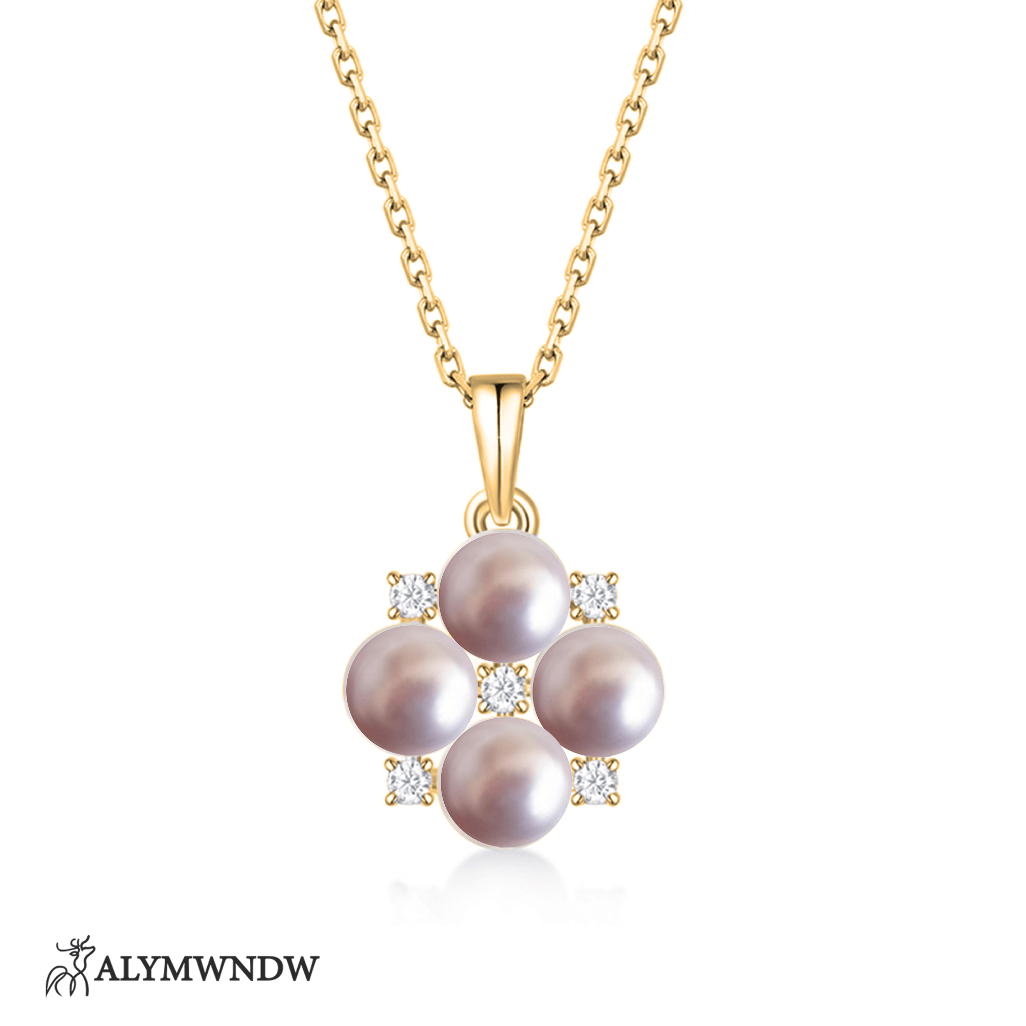 Floral Pearl Necklace – Elegant Flower Pearl Pendant - Alymwndw