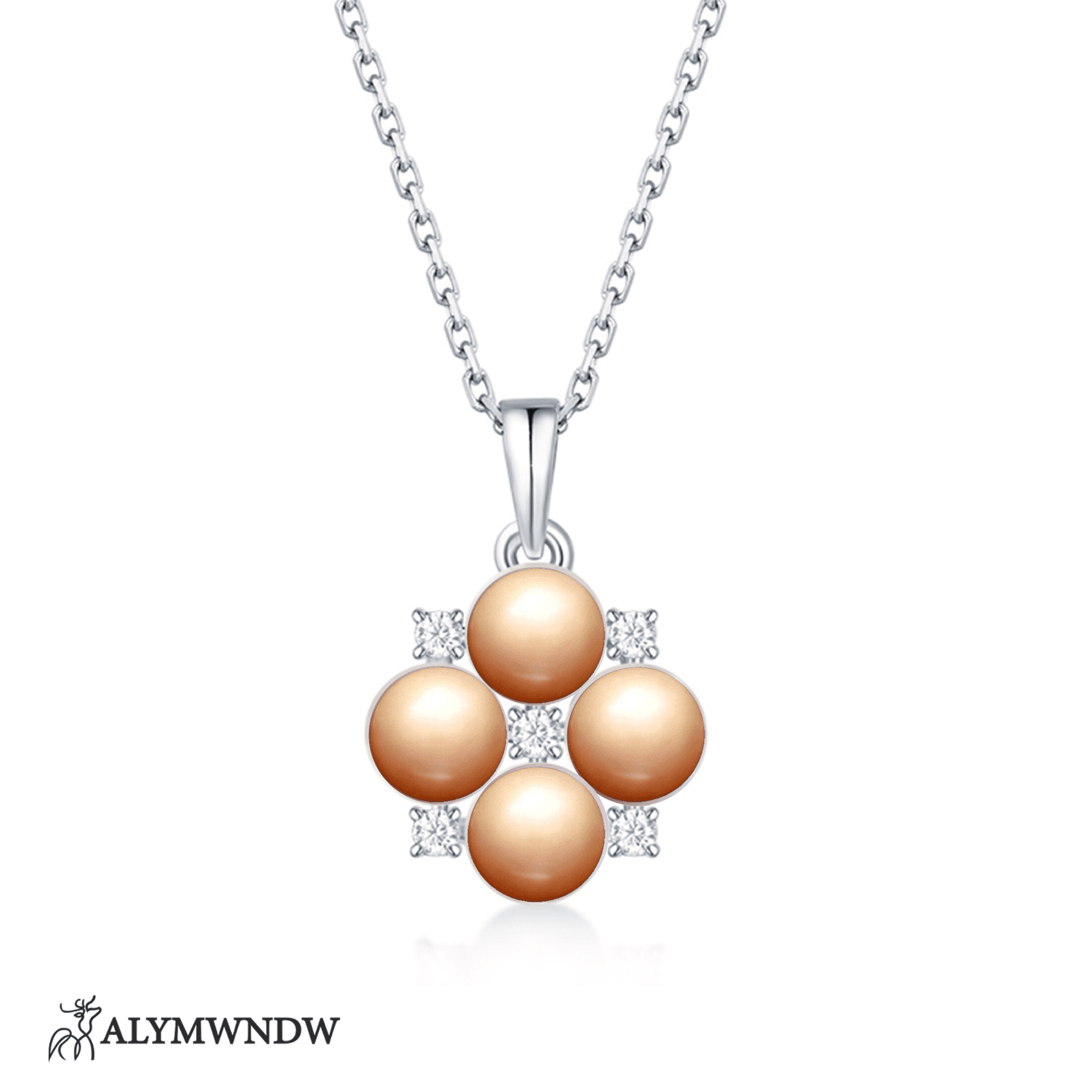 Floral Pearl Necklace – Elegant Flower Pearl Pendant - Alymwndw
