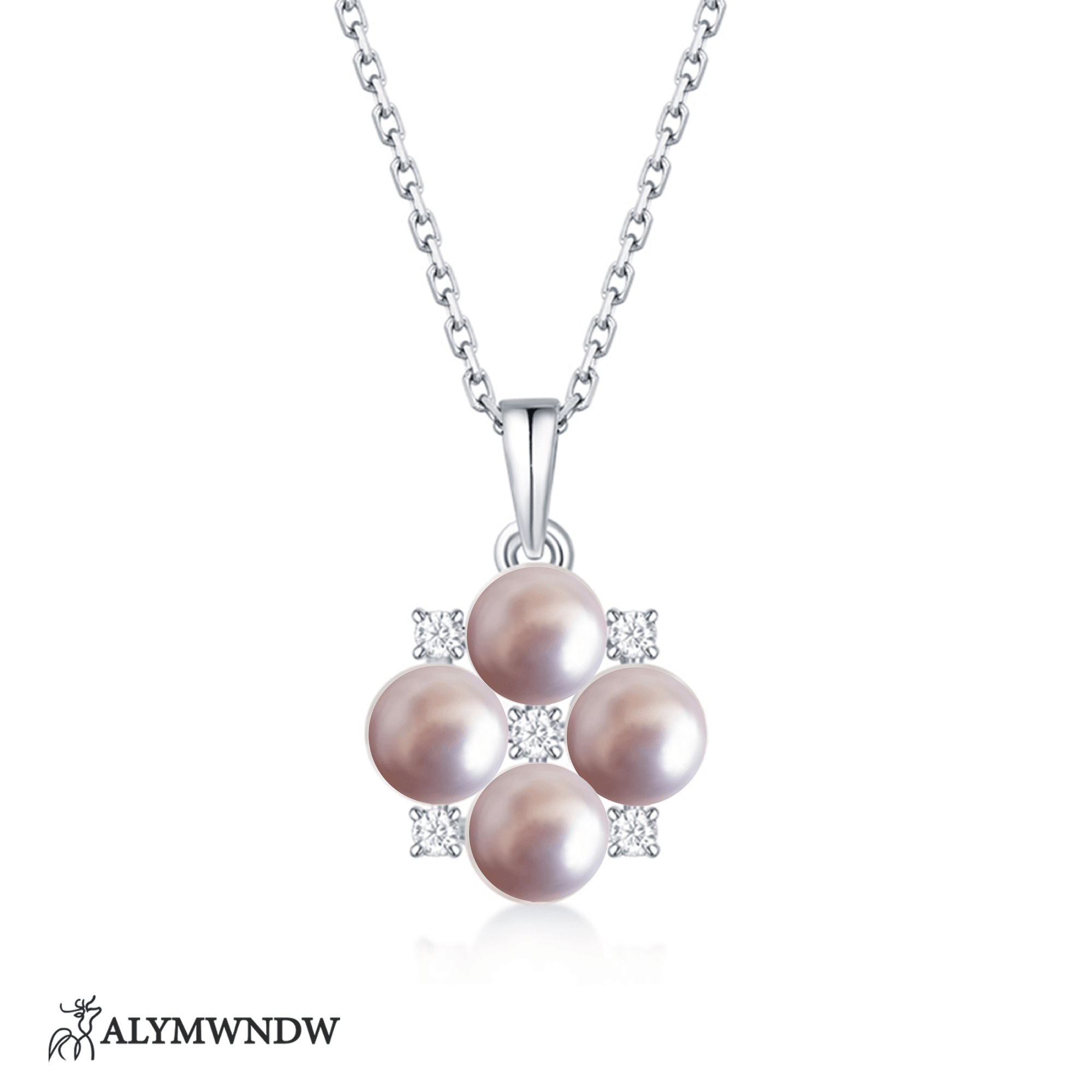 Floral Pearl Necklace – Elegant Flower Pearl Pendant - Alymwndw