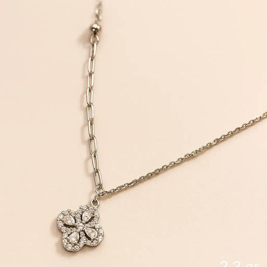 Floral Pendant Necklace – 925 Silver Elegance - Alymwndw