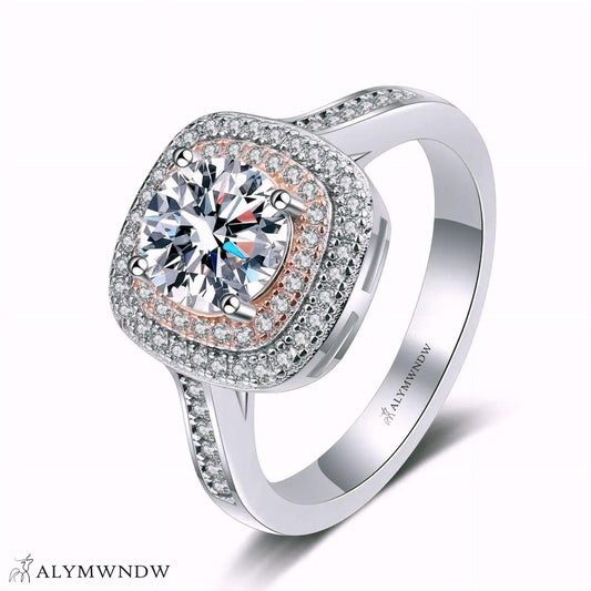 Furstin Cushion Halo Moissanite Ring – Silver, 18K Gold & Platinum - Alymwndw