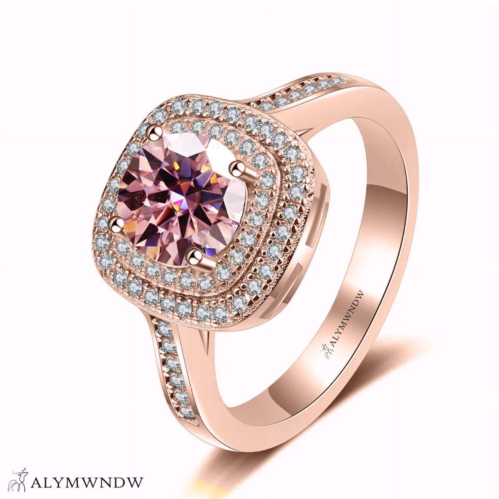 Furstin Cushion Halo Moissanite Ring – Silver, 18K Gold & Platinum - Alymwndw