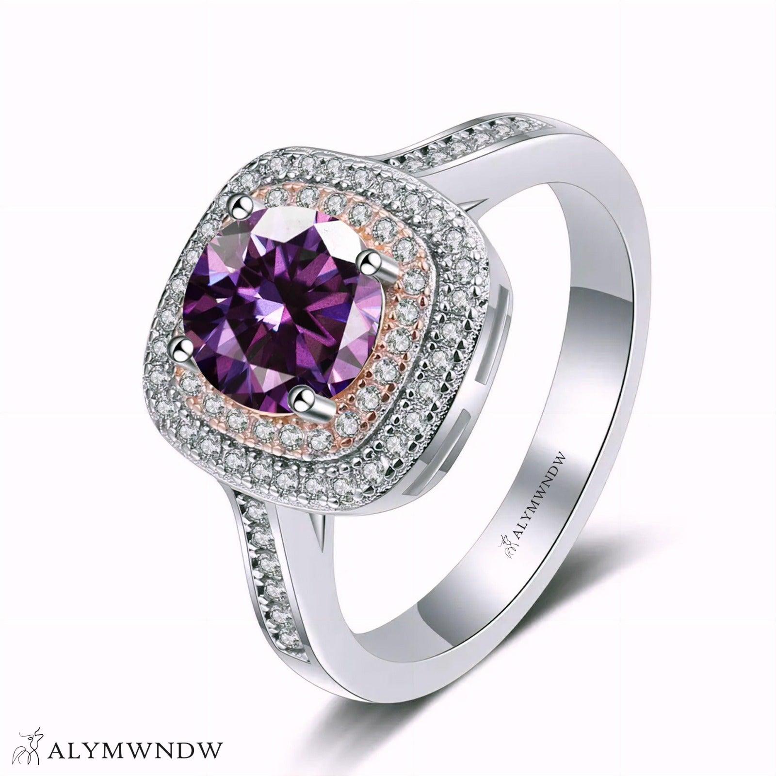 Furstin Cushion Halo Moissanite Ring – Silver, 18K Gold & Platinum - Alymwndw