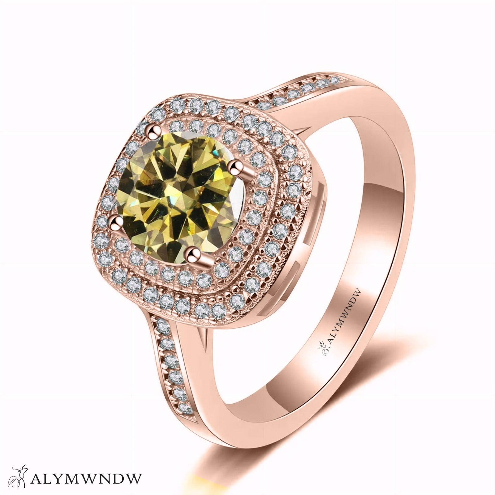 Furstin Cushion Halo Moissanite Ring – Silver, 18K Gold & Platinum - Alymwndw