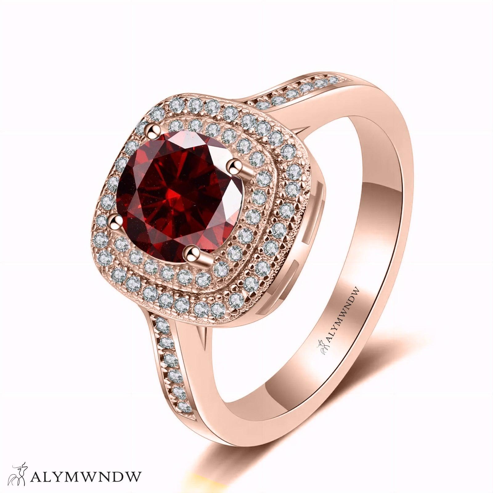 Furstin Cushion Halo Moissanite Ring – Silver, 18K Gold & Platinum - Alymwndw