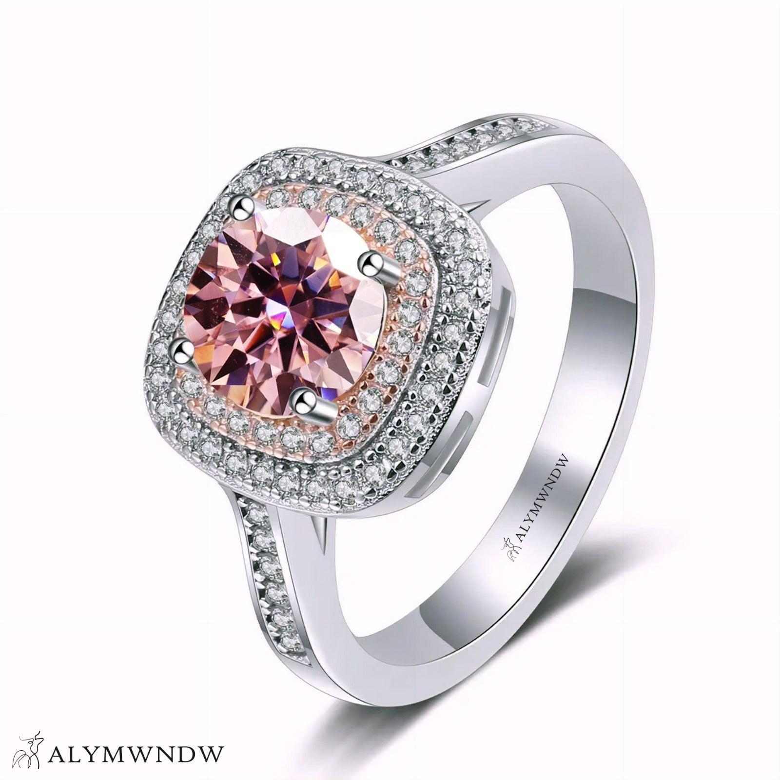 Furstin Cushion Halo Moissanite Ring – Silver, 18K Gold & Platinum - Alymwndw
