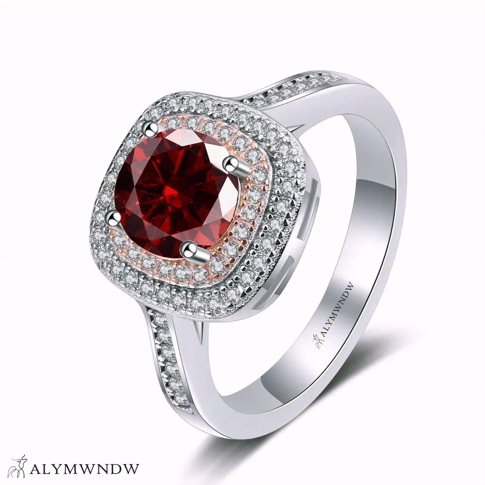 Furstin Cushion Halo Moissanite Ring – Silver, 18K Gold & Platinum - Alymwndw