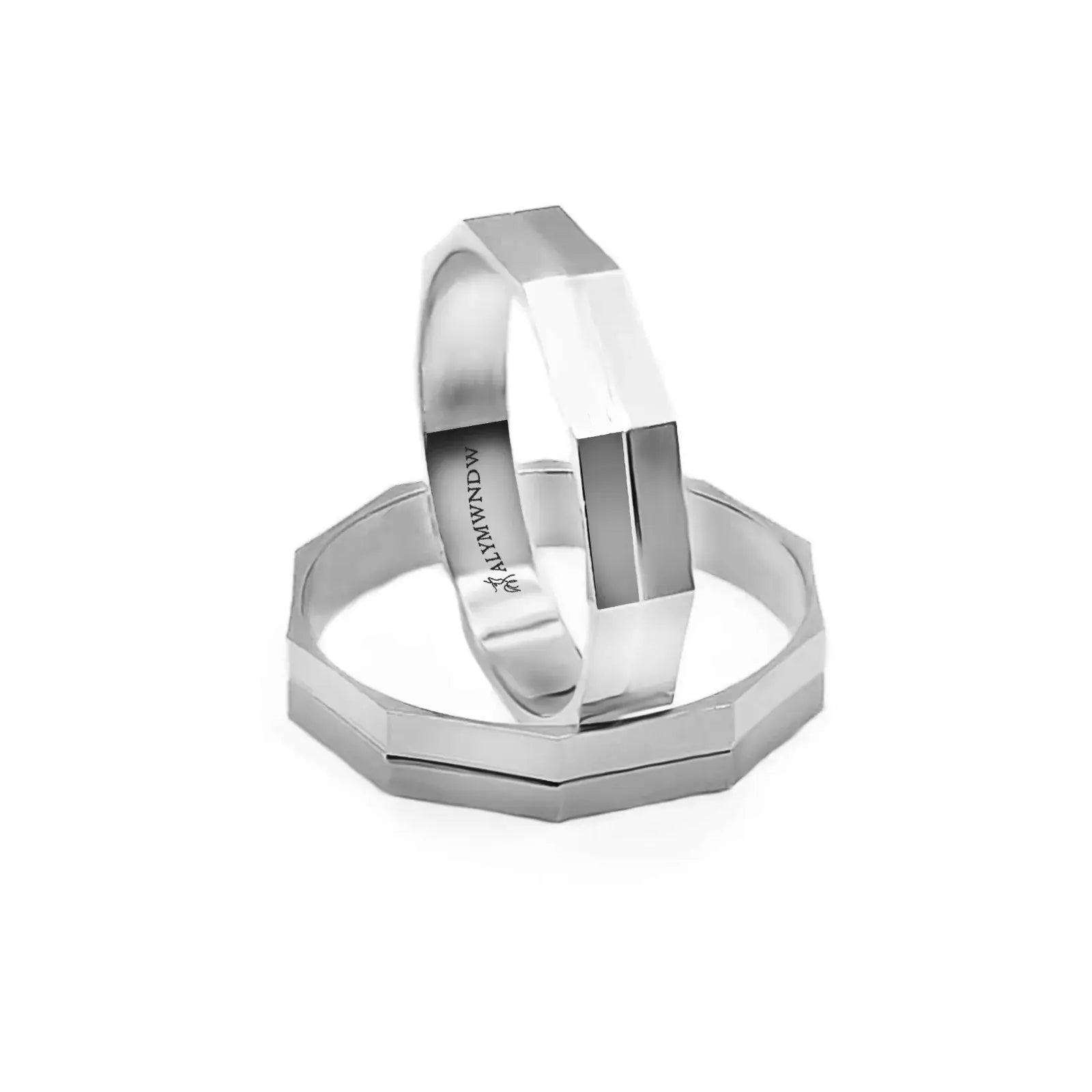 Geometric Wedding Band Rings – Gold, Platinum & Rose Gold (WB124R) - Alymwndw