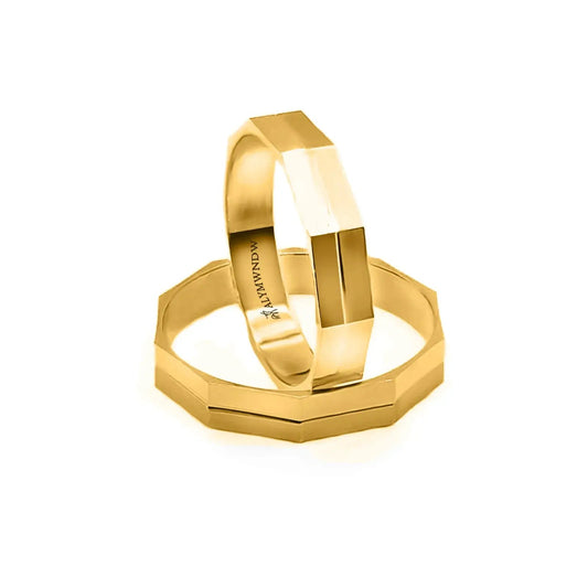 Geometric Wedding Band Rings – Gold, Platinum & Rose Gold (WB124R) - Alymwndw
