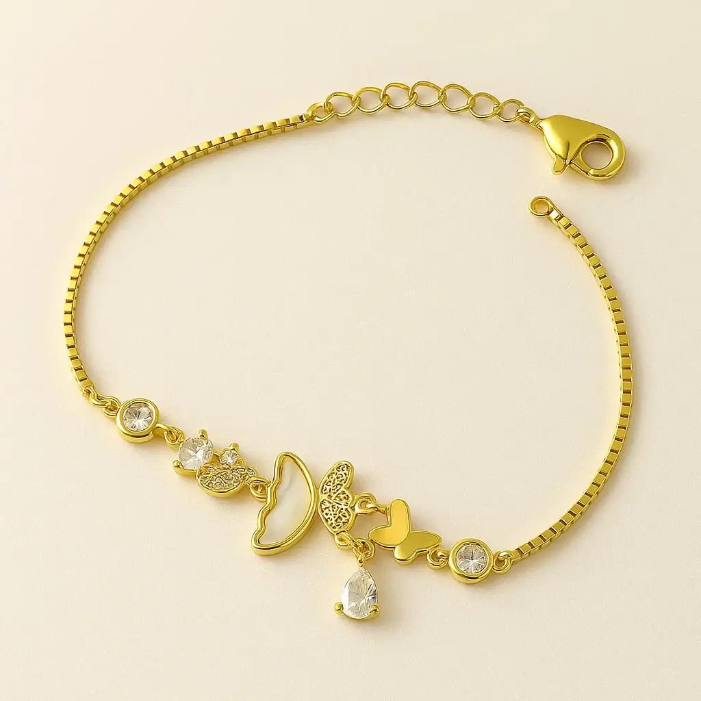 Gold - Plated 925 Sterling Silver Butterfly Bracelet for Women - Alymwndw