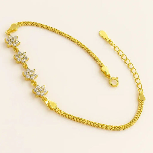 Golden Bloom Gold - Plated 925 Sterling Silver Bracelet - Alymwndw
