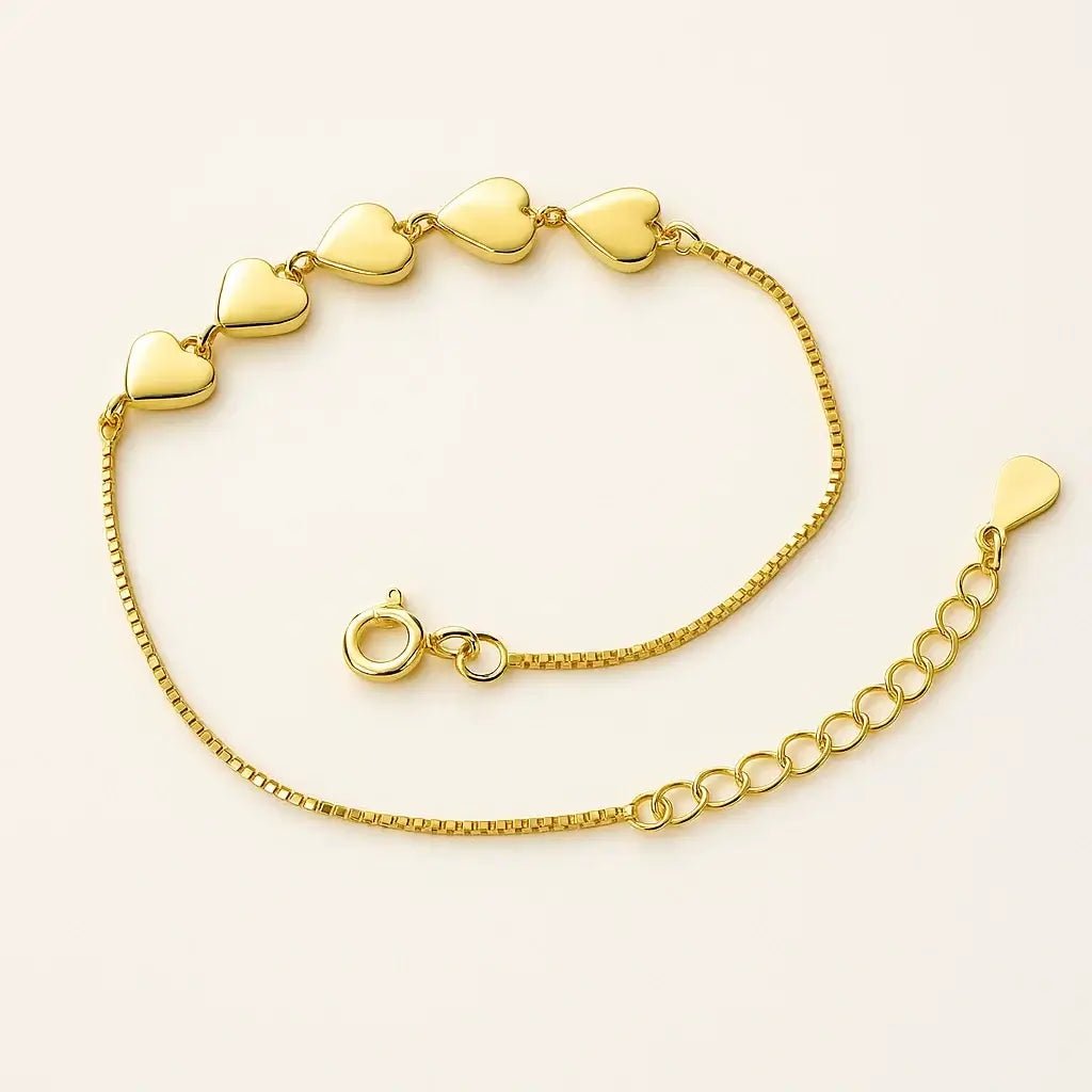 Golden Heartbeat Gold - Plated 925 Sterling Silver Bracelet - Alymwndw