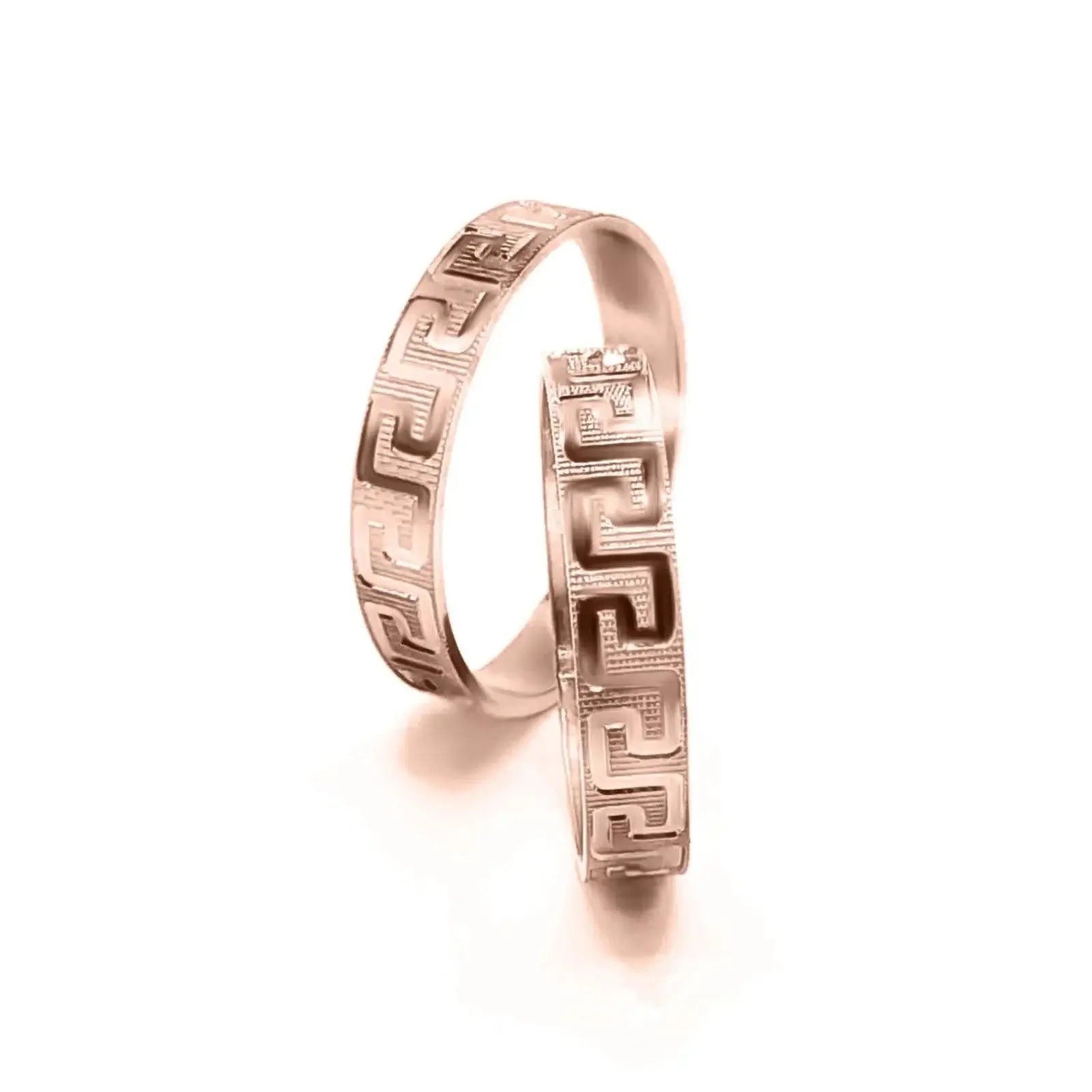 Greek Pattern Wedding Band Rings – Gold, Platinum & Rose Gold (WB125R) - Alymwndw