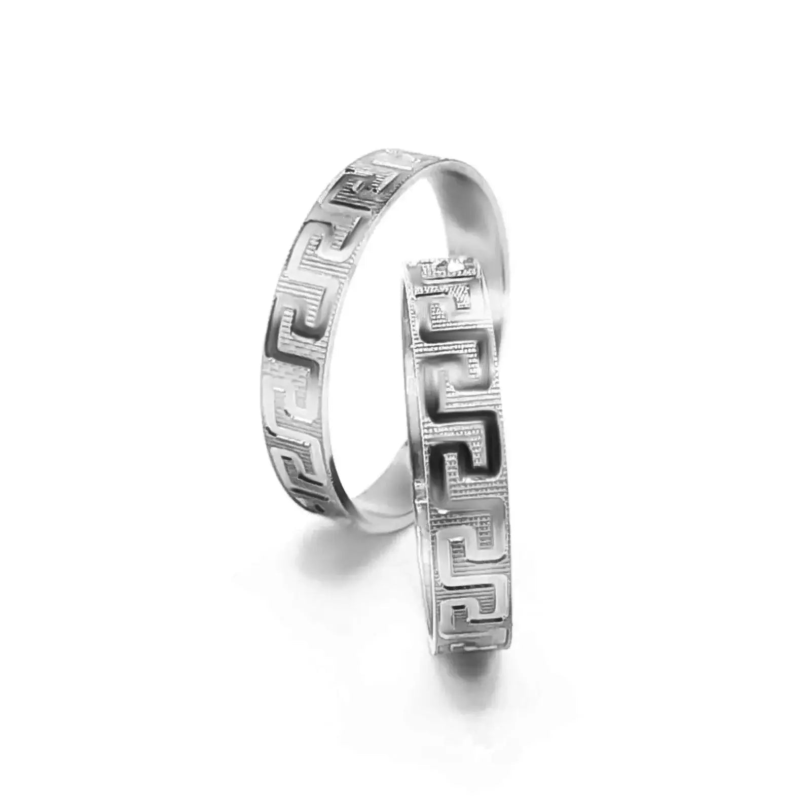 Greek Pattern Wedding Band Rings – Gold, Platinum & Rose Gold (WB125R) - Alymwndw