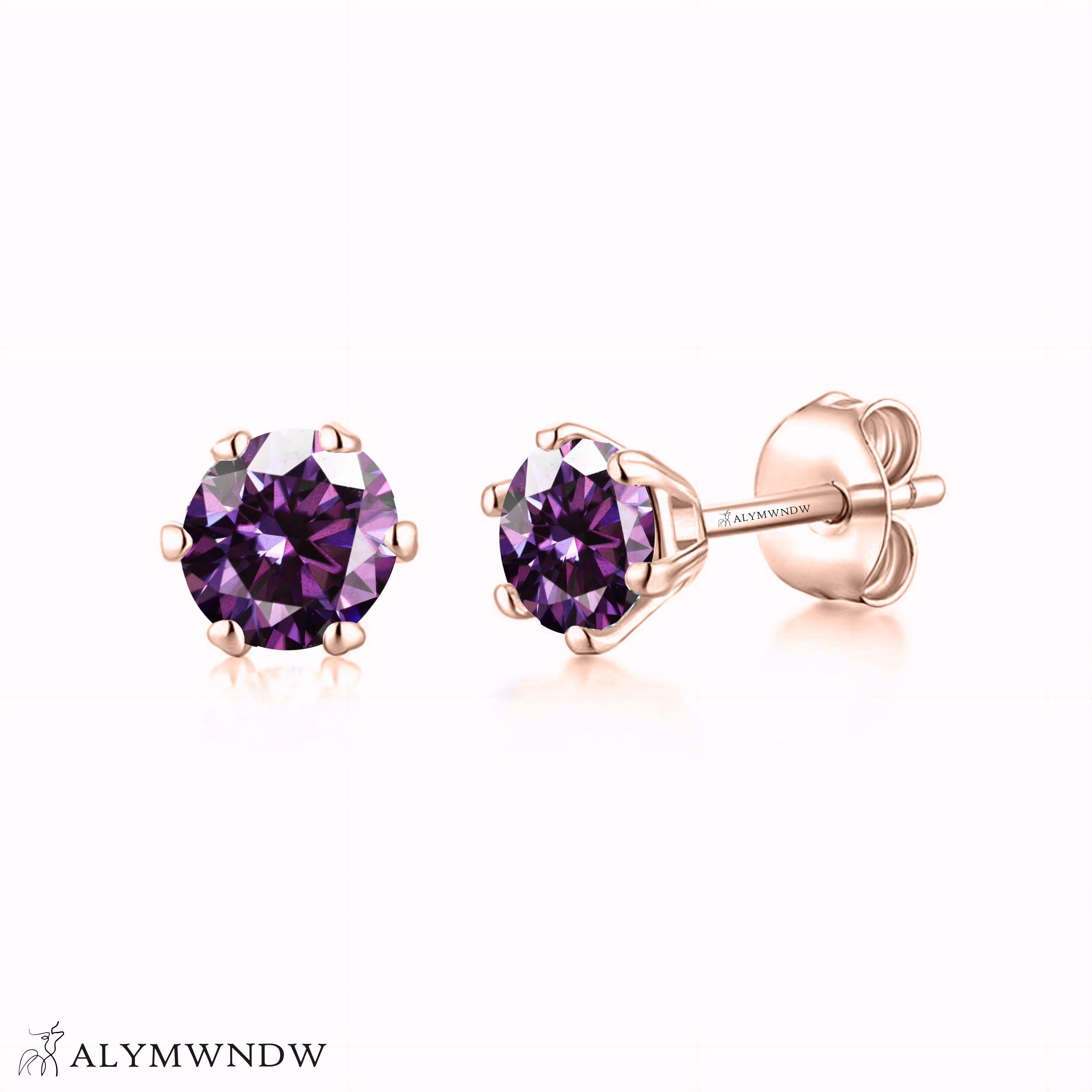 Guzel Classic Moissanite Stud Earrings – Silver, 18K Gold & Platinum - Alymwndw