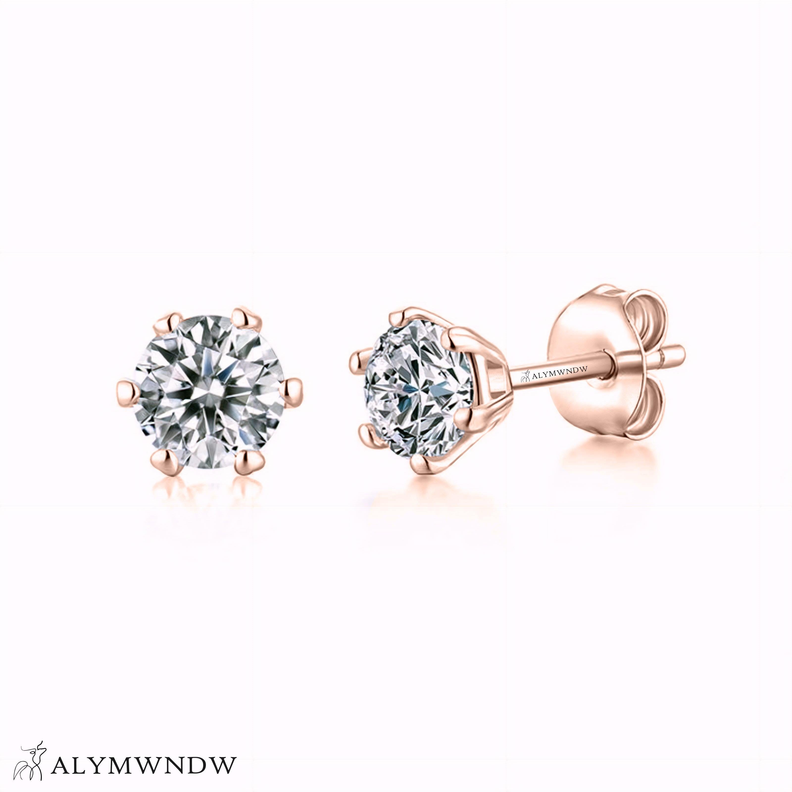 Guzel Classic Moissanite Stud Earrings – Silver, 18K Gold & Platinum - Alymwndw