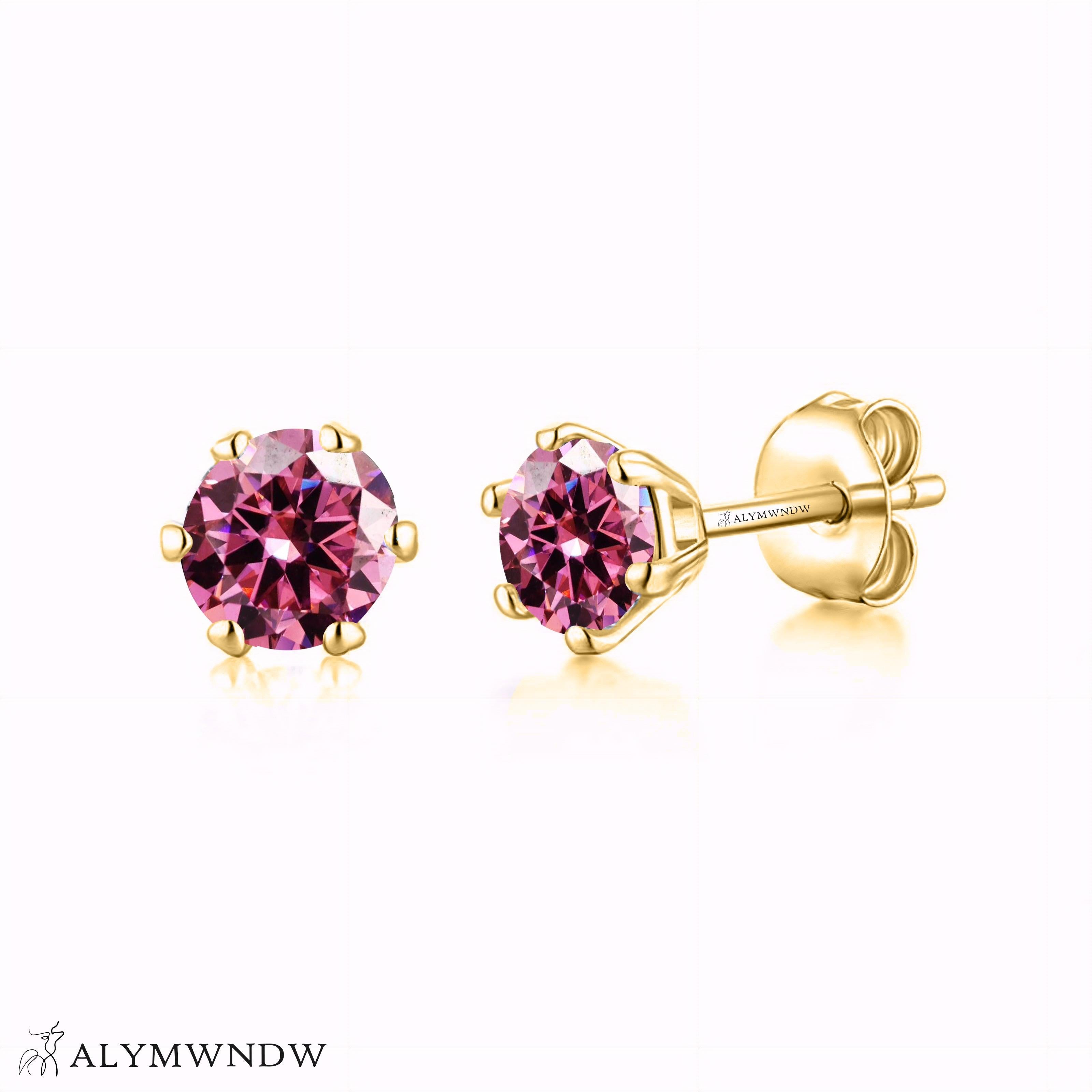 Guzel Classic Moissanite Stud Earrings – Silver, 18K Gold & Platinum - Alymwndw
