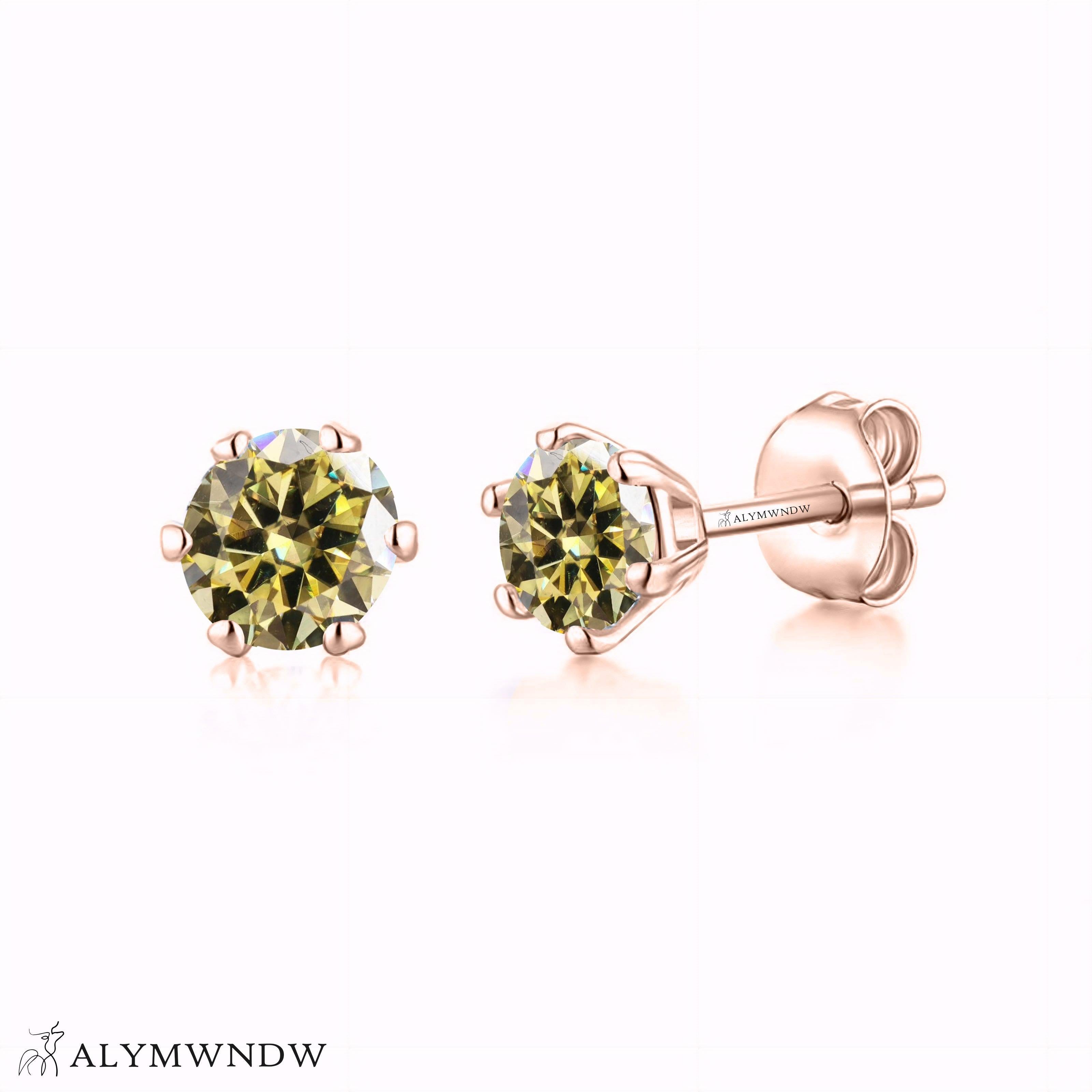 Guzel Classic Moissanite Stud Earrings – Silver, 18K Gold & Platinum - Alymwndw