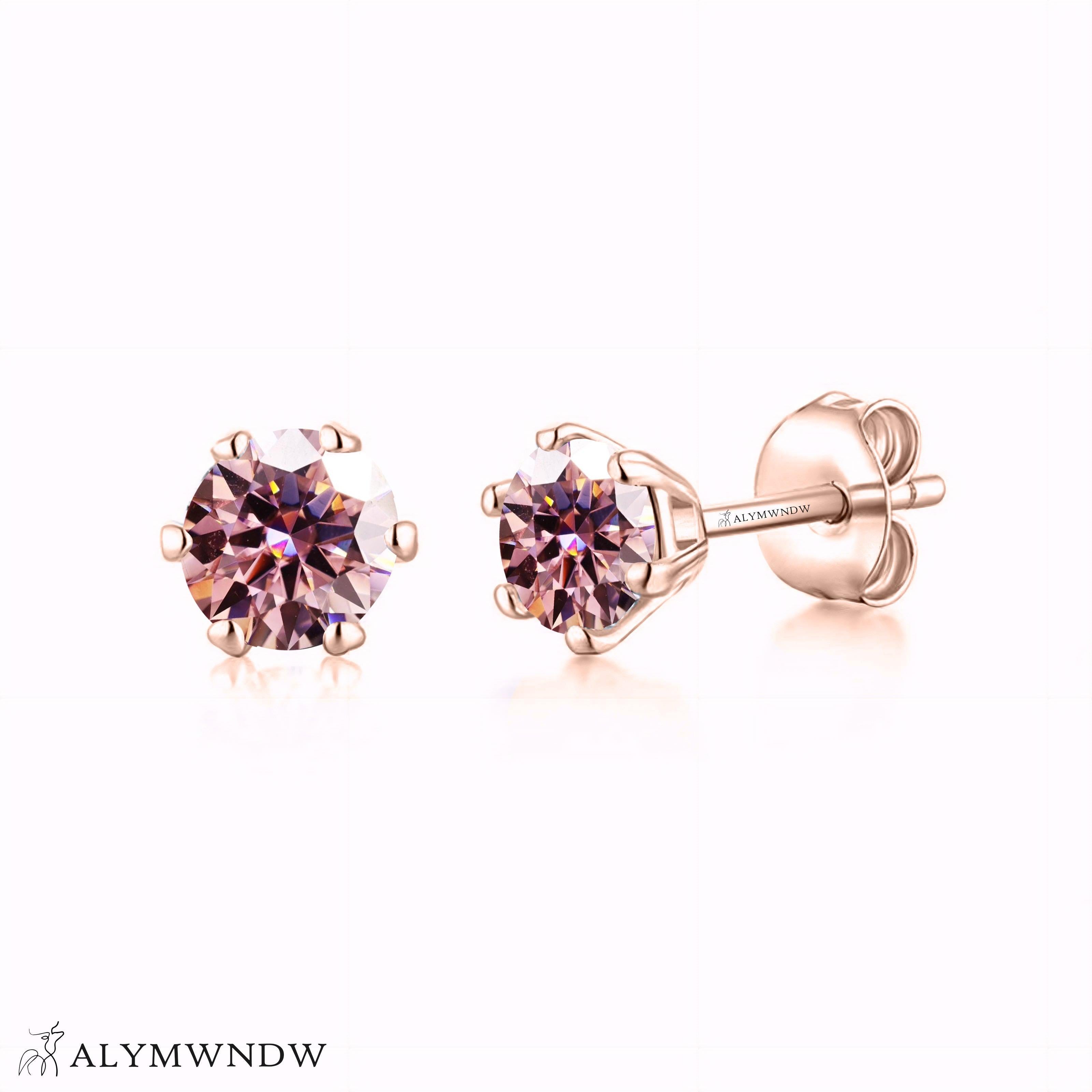 Guzel Classic Moissanite Stud Earrings – Silver, 18K Gold & Platinum - Alymwndw