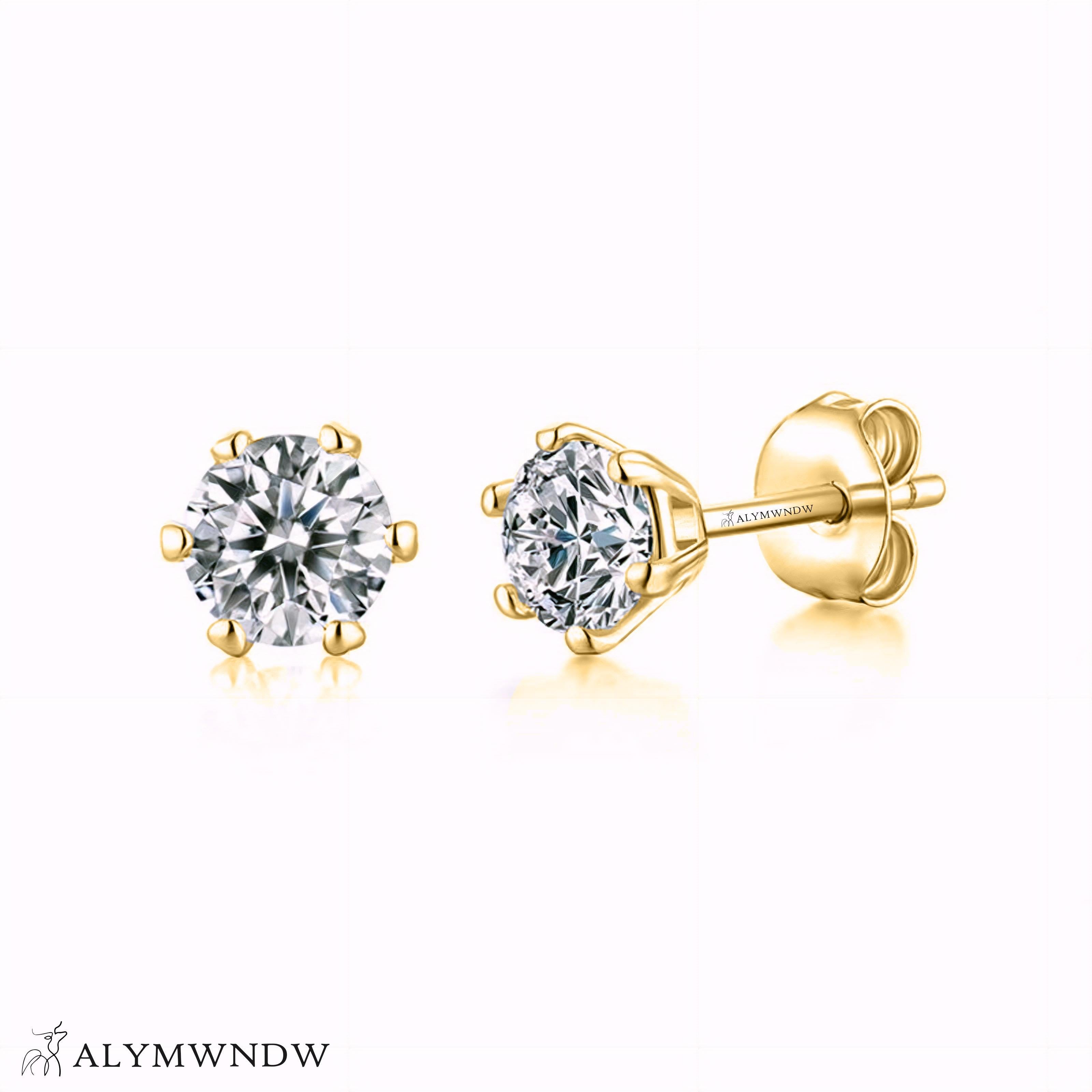 Guzel Classic Moissanite Stud Earrings – Silver, 18K Gold & Platinum - Alymwndw