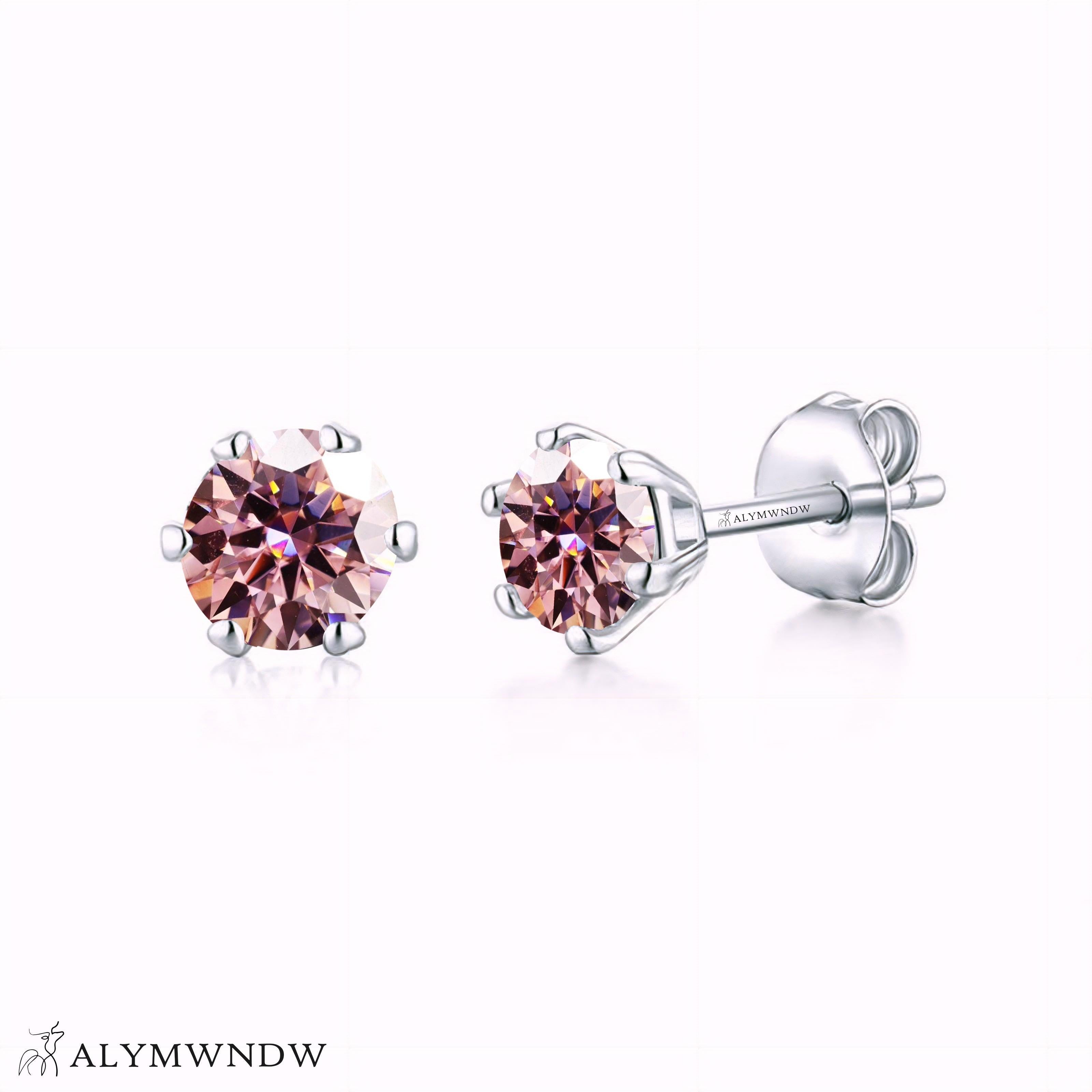 Guzel Classic Moissanite Stud Earrings – Silver, 18K Gold & Platinum - Alymwndw