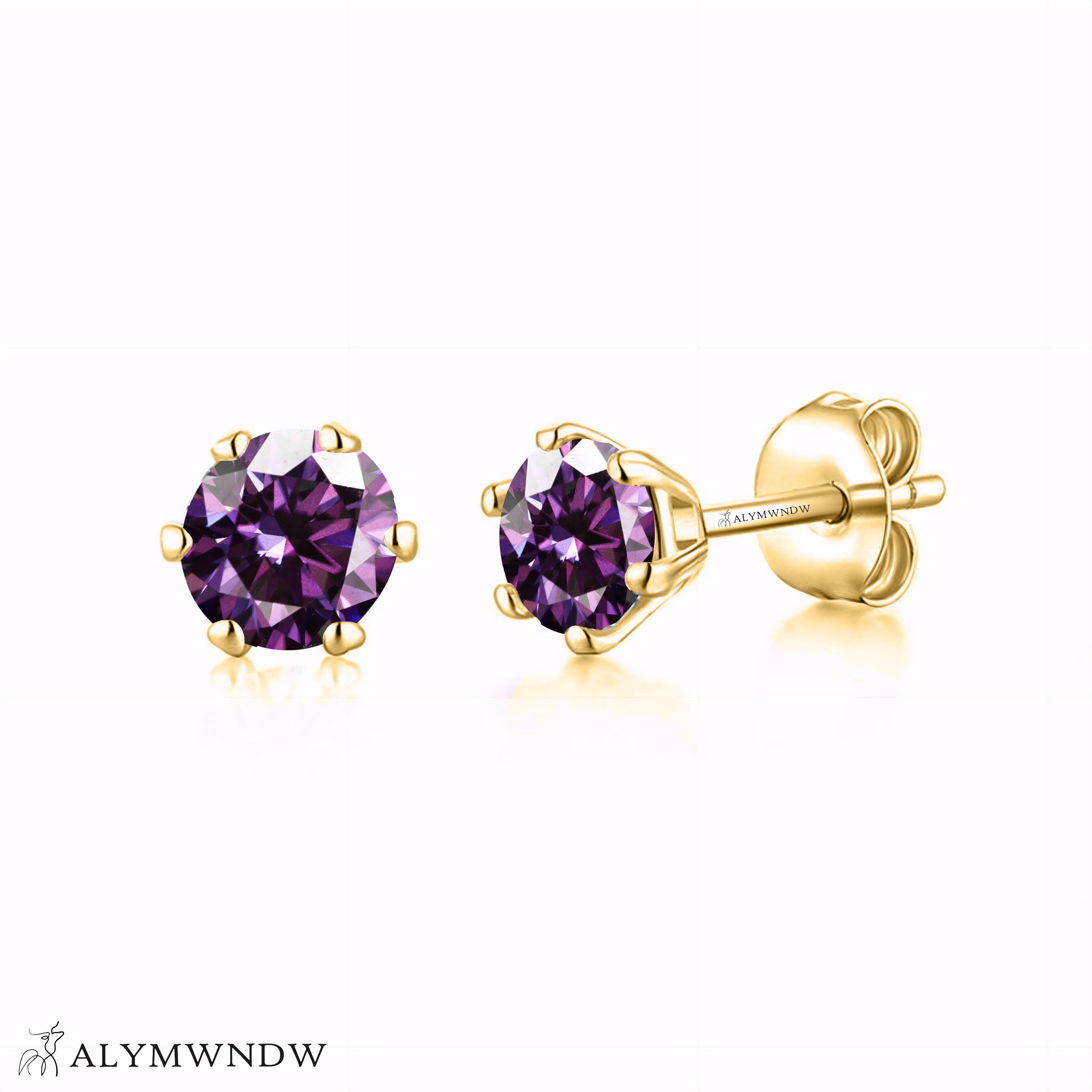Guzel Classic Moissanite Stud Earrings – Silver, 18K Gold & Platinum - Alymwndw