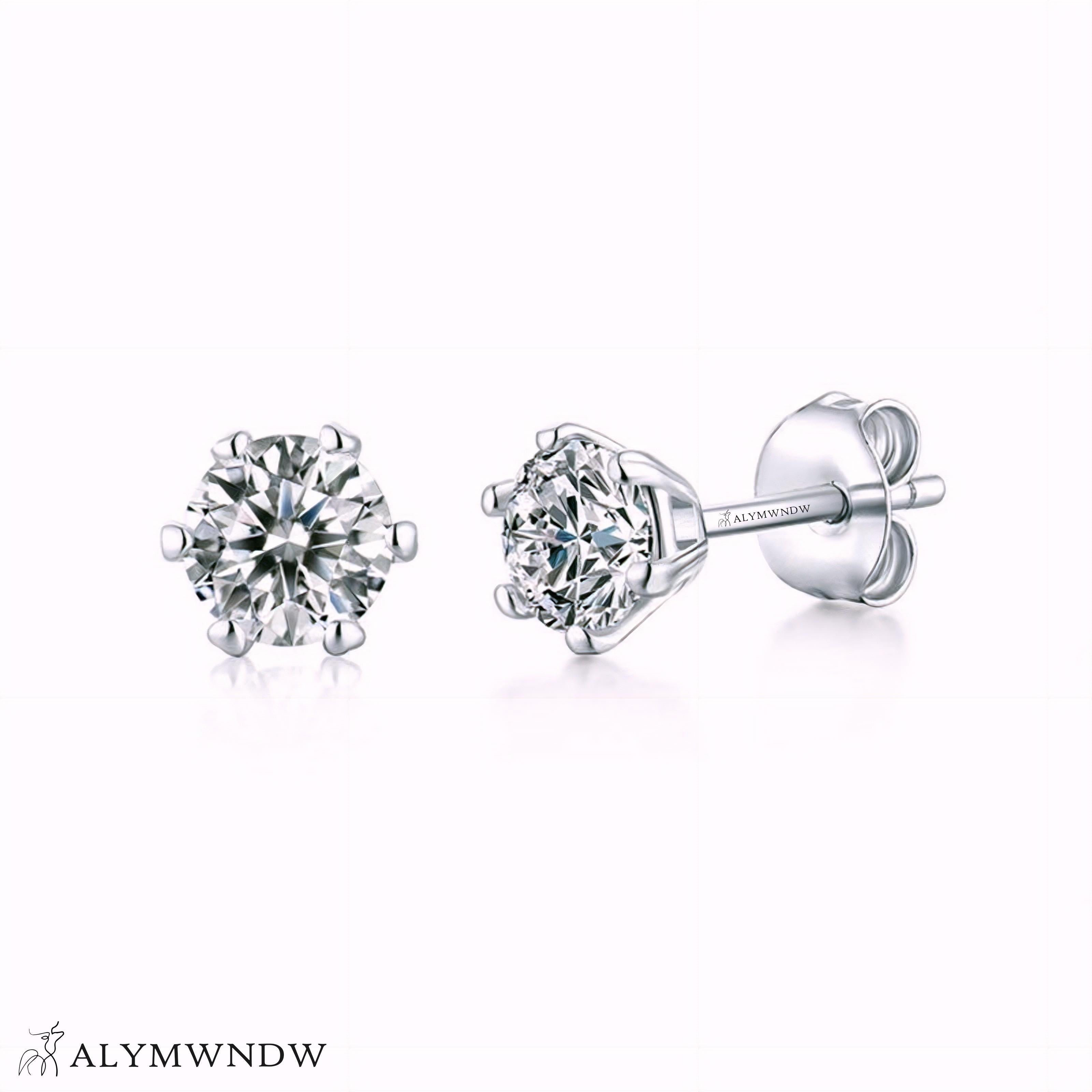 Guzel Classic Moissanite Stud Earrings – Silver, 18K Gold & Platinum - Alymwndw