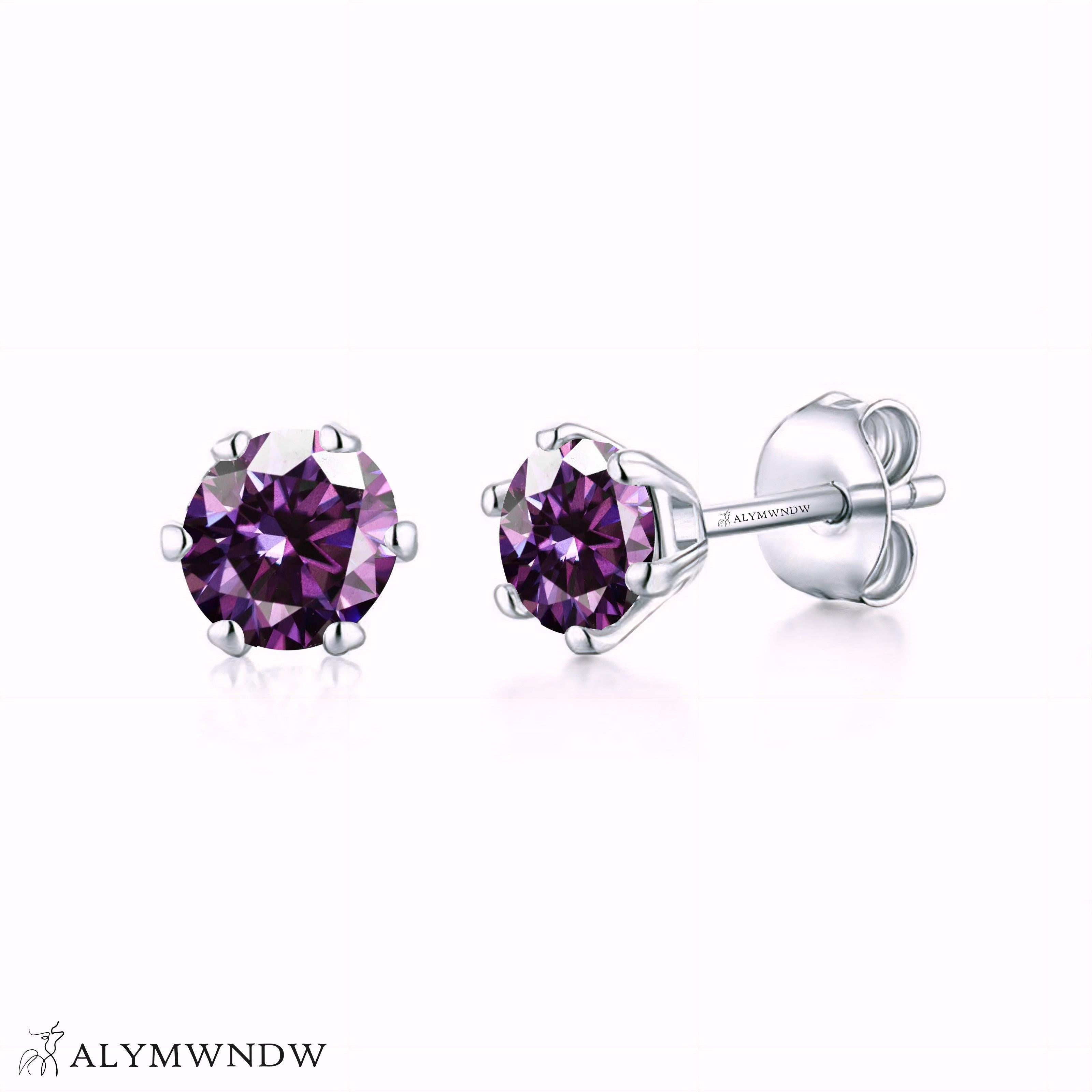 Guzel Classic Moissanite Stud Earrings – Silver, 18K Gold & Platinum - Alymwndw