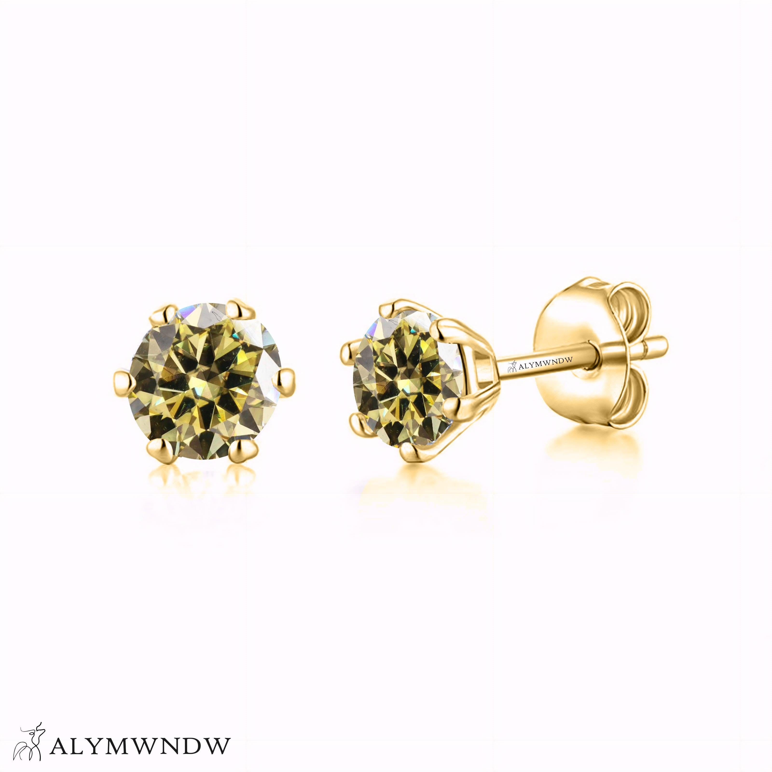 Guzel Classic Moissanite Stud Earrings – Silver, 18K Gold & Platinum - Alymwndw