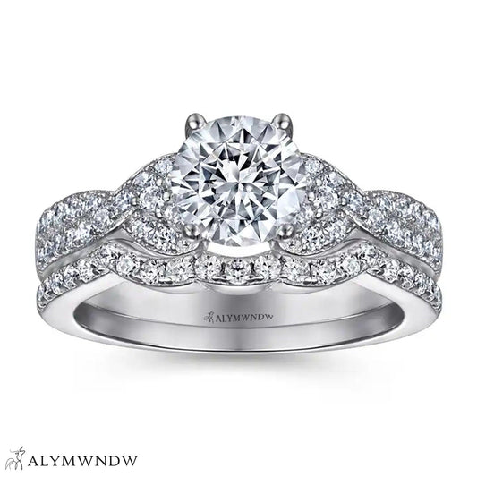 Halo Engagement Ring Set – Luxury Moissanite Wedding Rings | UAE - Alymwndw