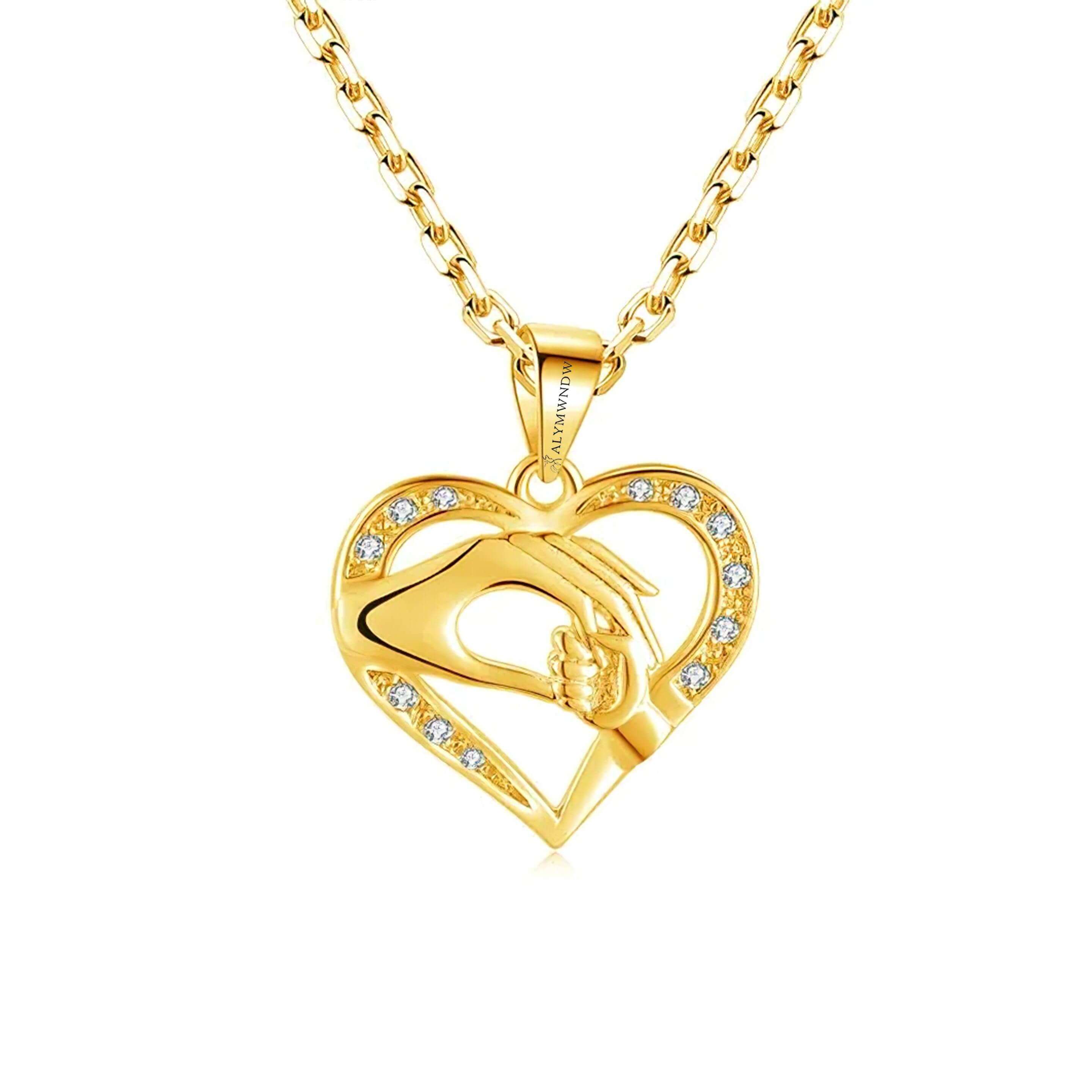 Heart Hug Necklace – Personalized Gold Love Pendant (18K, 21K, 22K) - Alymwndw