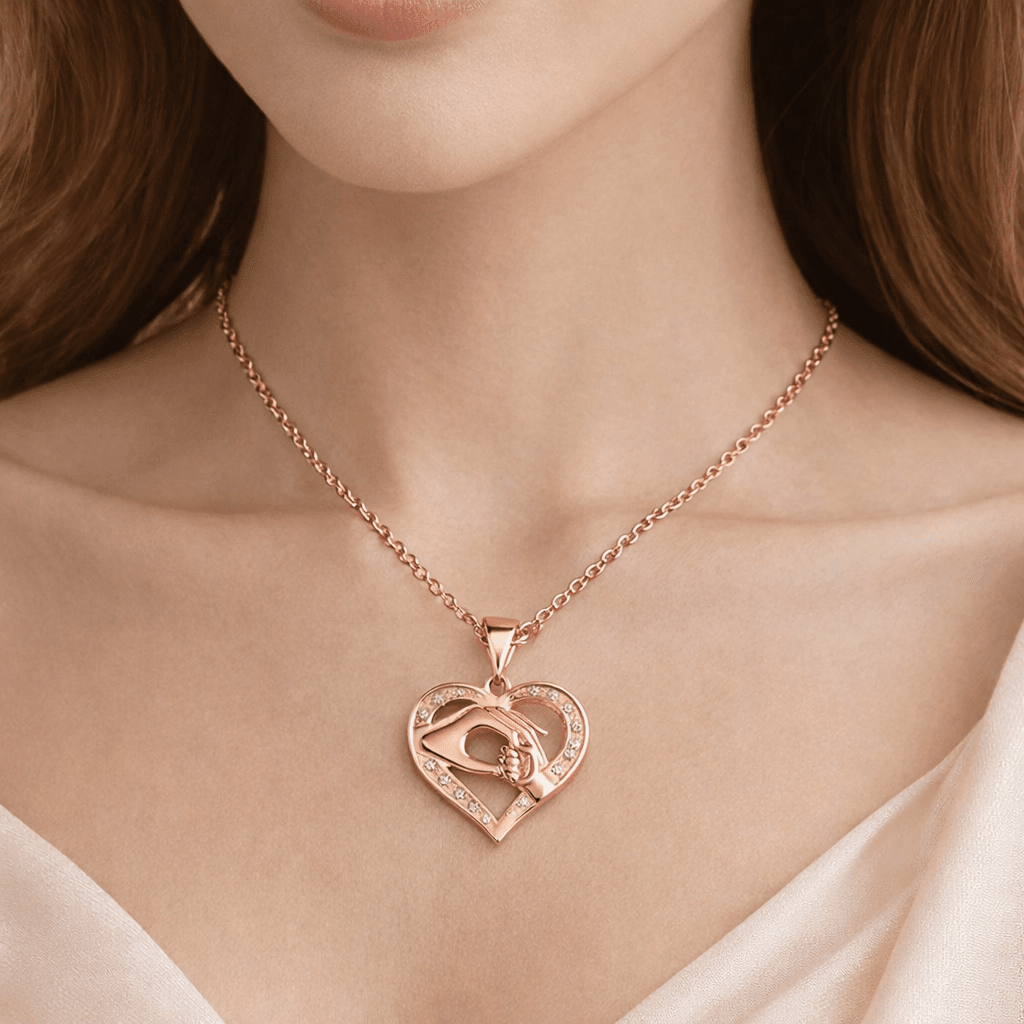 Heart Hug Necklace – Personalized Gold Love Pendant (18K, 21K, 22K) - Alymwndw