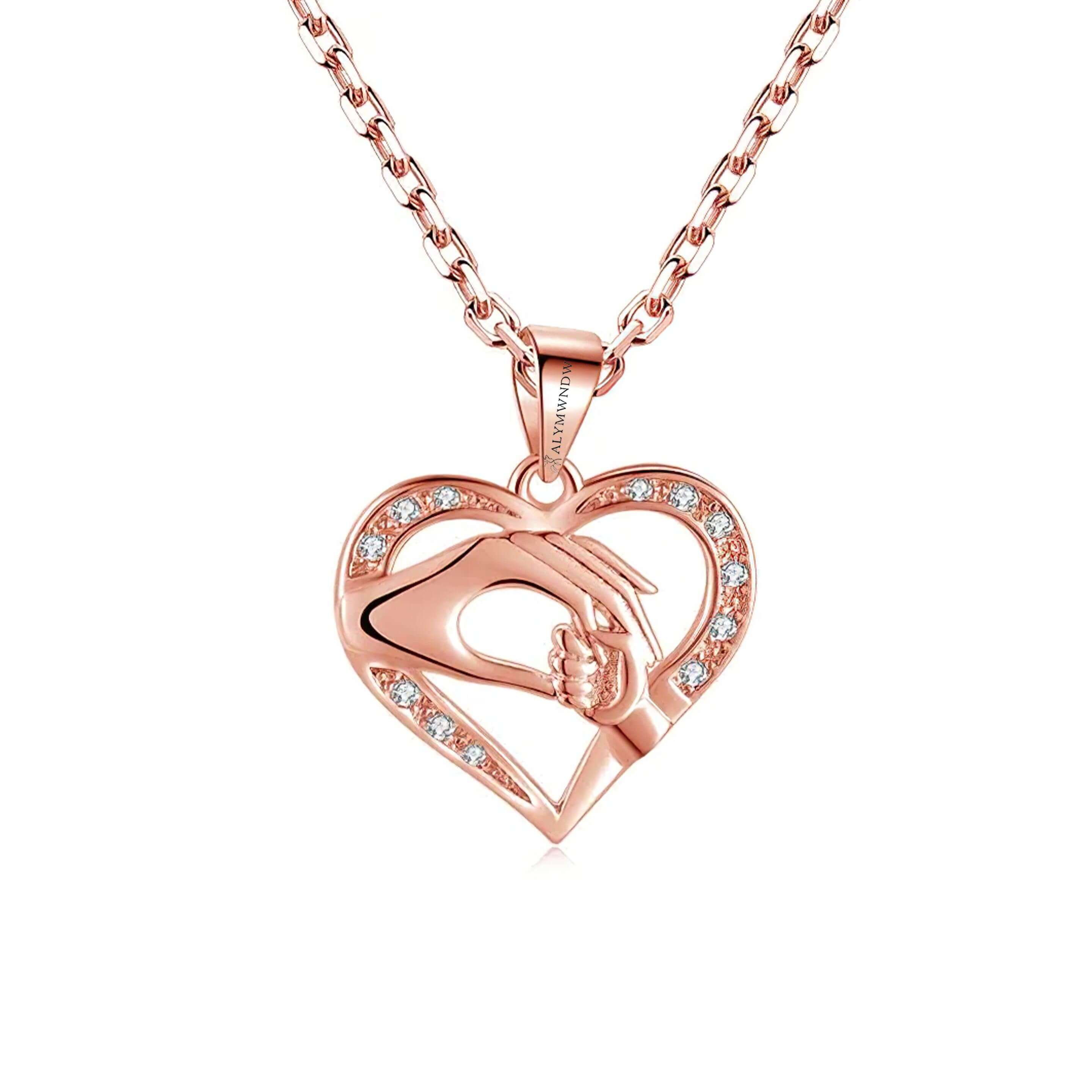 Heart Hug Necklace – Personalized Gold Love Pendant (18K, 21K, 22K) - Alymwndw