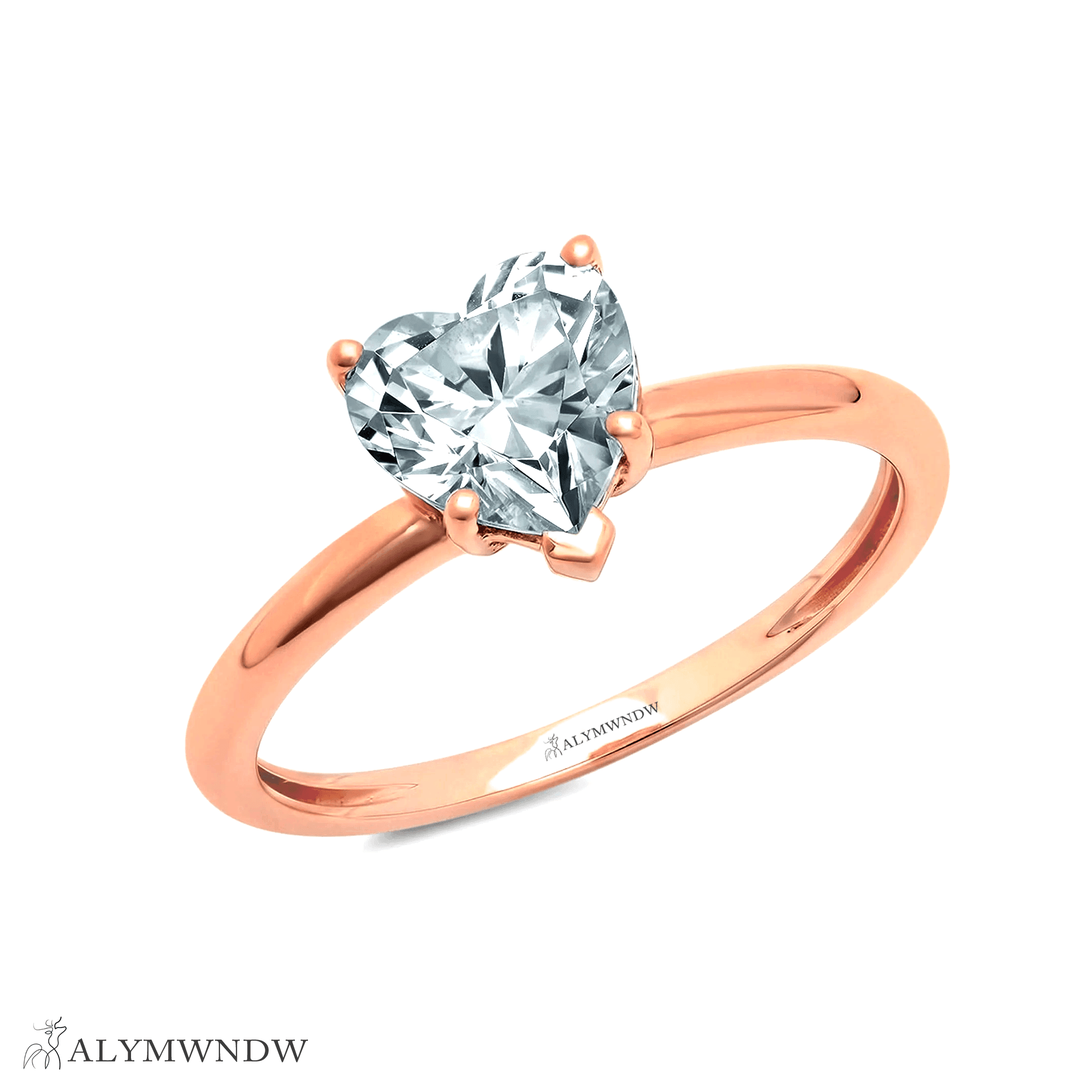 Heart Shape Moissanite Engagement Ring – 1CT Romantic Cut | Silver, Gold & Platinum - Alymwndw