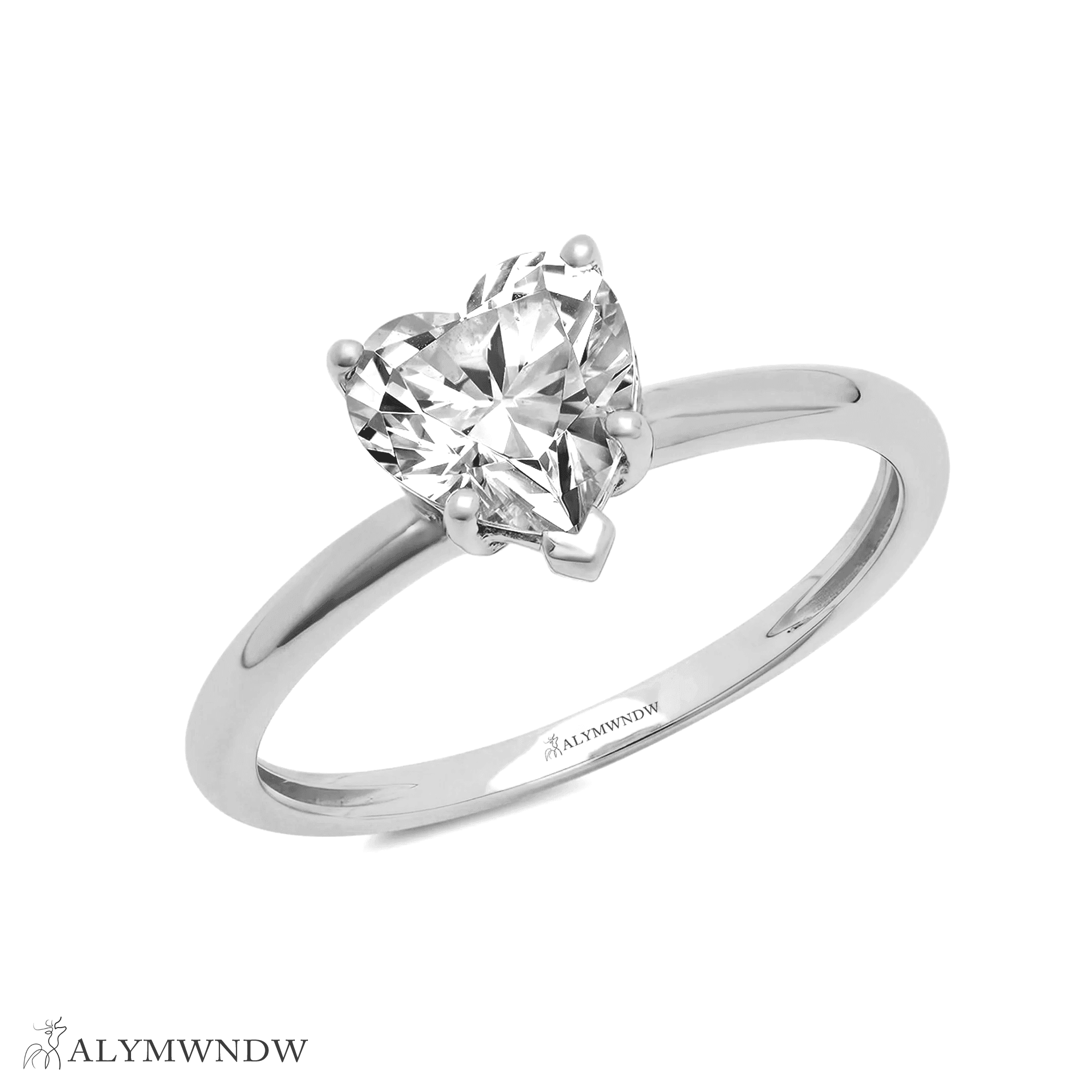 Heart Shape Moissanite Engagement Ring – 1CT Romantic Cut | Silver, Gold & Platinum - Alymwndw