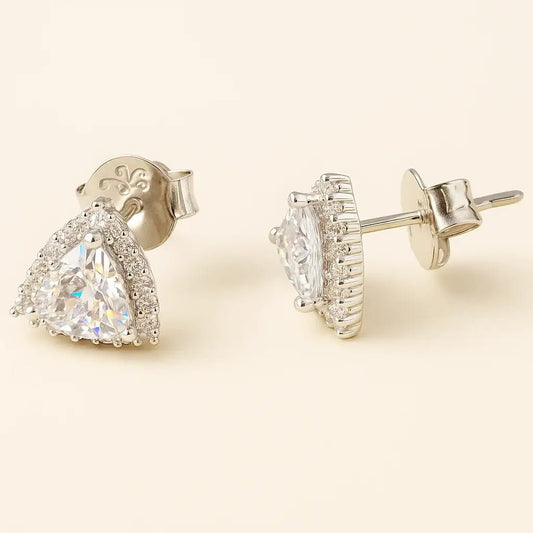 Heart - Shaped Stud Earrings – 925 Silver - Alymwndw