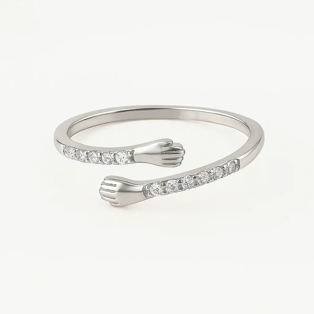 Hug Embrace Adjustable Ring – 925 Silver - Alymwndw