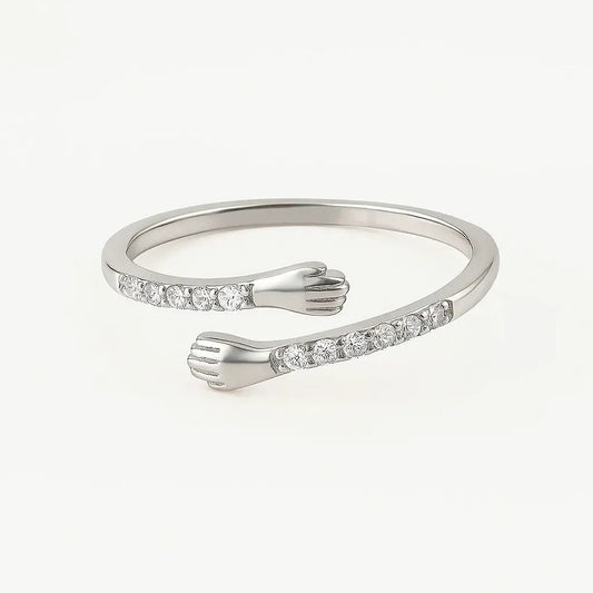 Hug Embrace Adjustable Ring – 925 Silver - Alymwndw