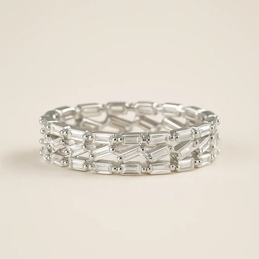Interlocking Sparkle 925 Sterling Silver Ring - Alymwndw