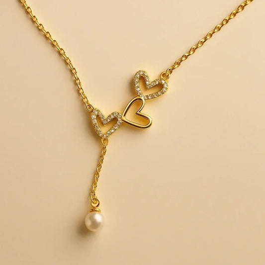 Intertwined Hearts 925 Sterling Silver & Gold - Plated Necklace - Alymwndw