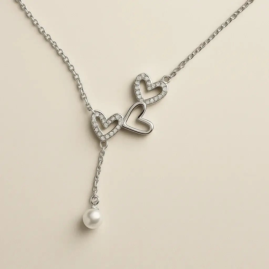 Intertwined Hearts 925 Sterling Silver & Gold - Plated Necklace - Alymwndw