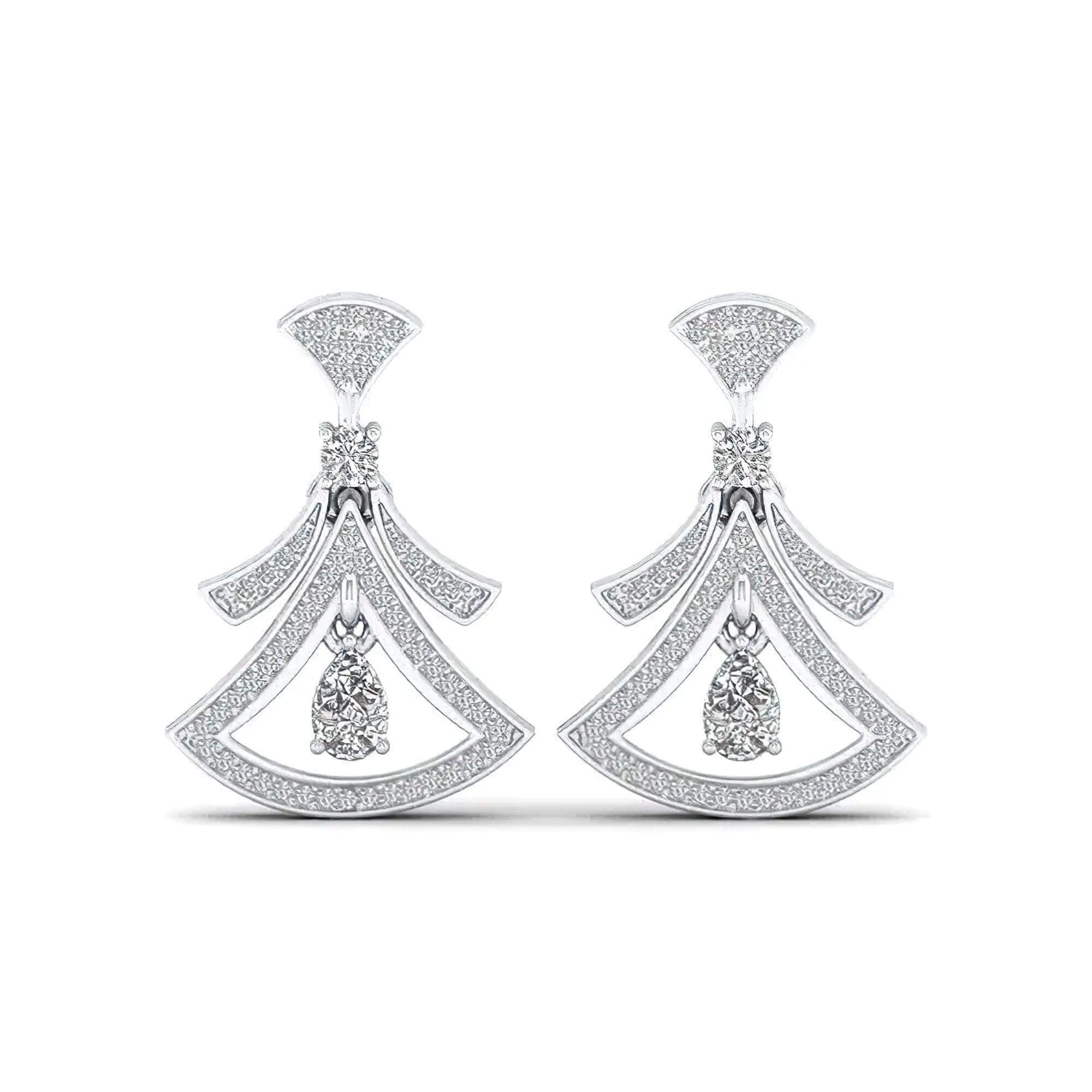 Lab Grown Diamond Drop Earrings – Fan Design (ER117) - Alymwndw