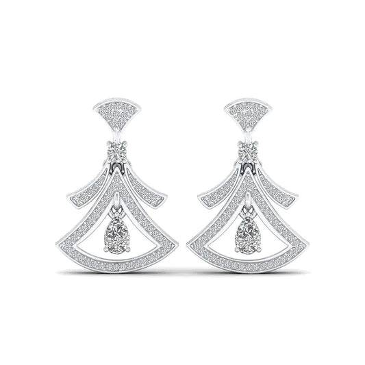 Lab Grown Diamond Drop Earrings – Fan Design (ER117) - Alymwndw
