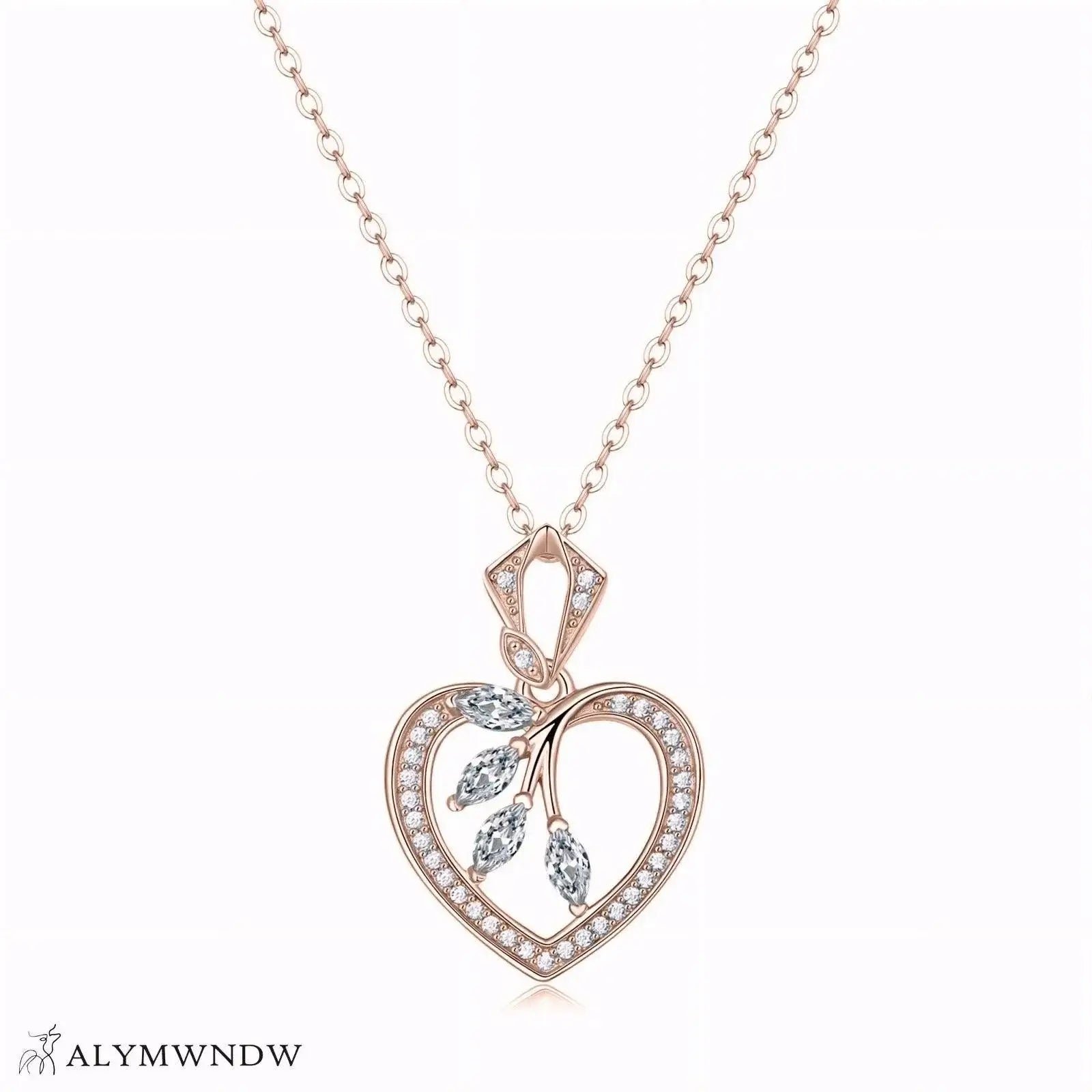 Lab Grown Diamond Heart Necklace – Gold & Platinum Pendan - Alymwndw