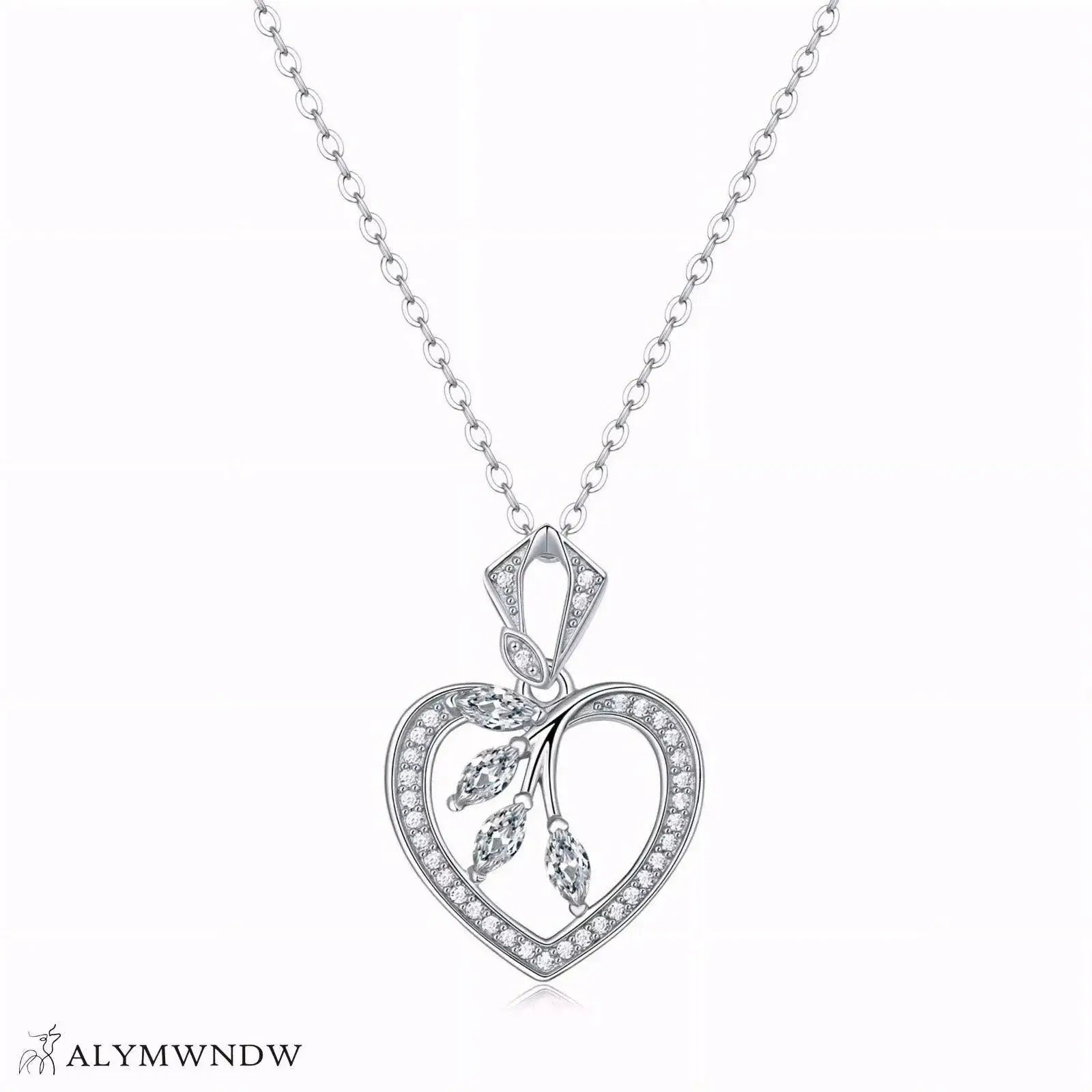 Lab Grown Diamond Heart Necklace – Gold & Platinum Pendan - Alymwndw