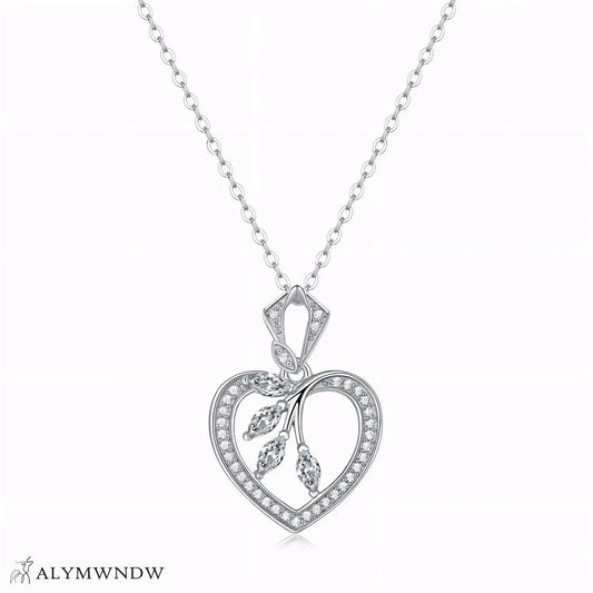Lab Grown Diamond Heart Necklace – Gold & Platinum Pendan - Alymwndw